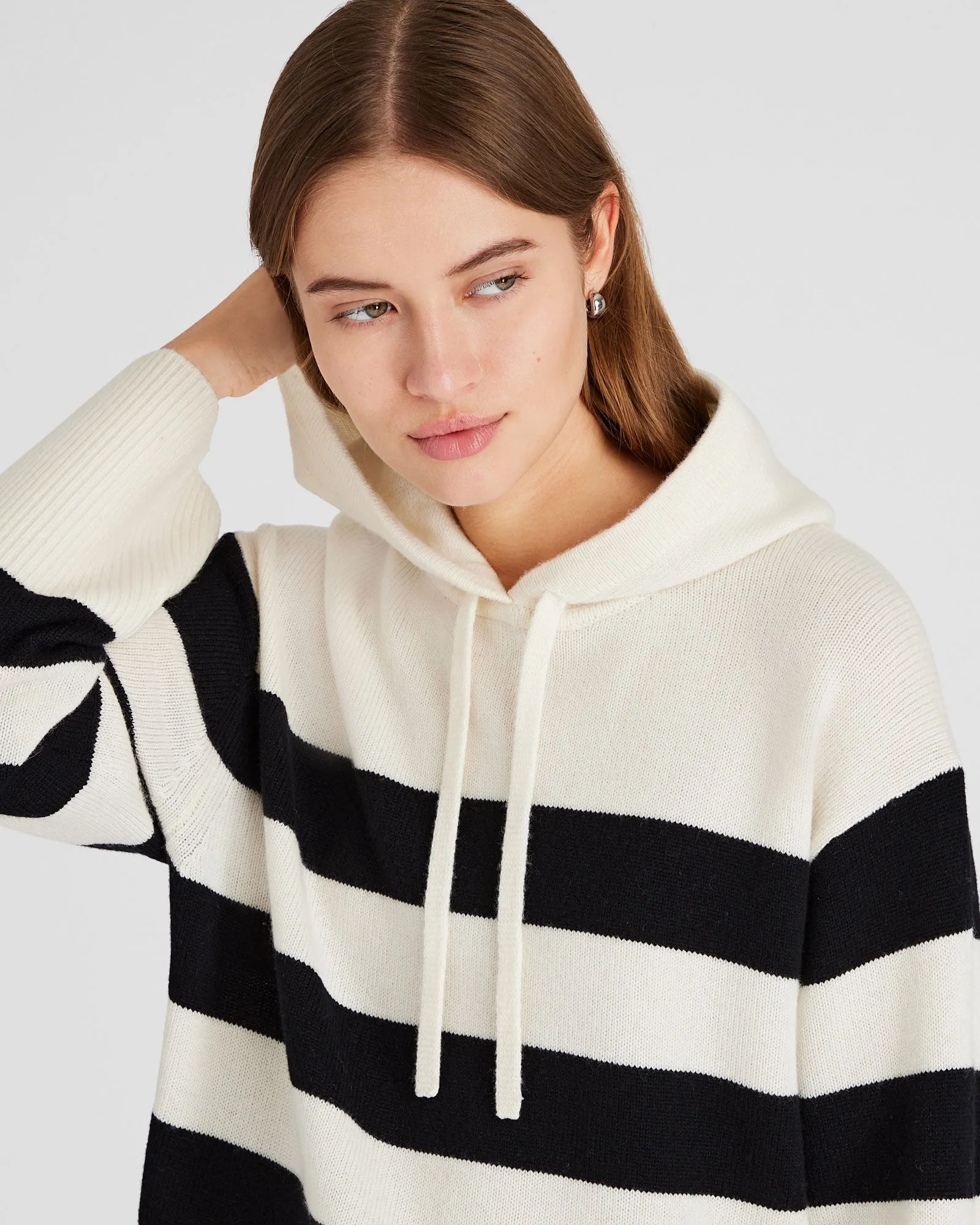 Striped Relaxed Wool-Cashmere Hoodie sold by Club Monaco product image thumbnail 2