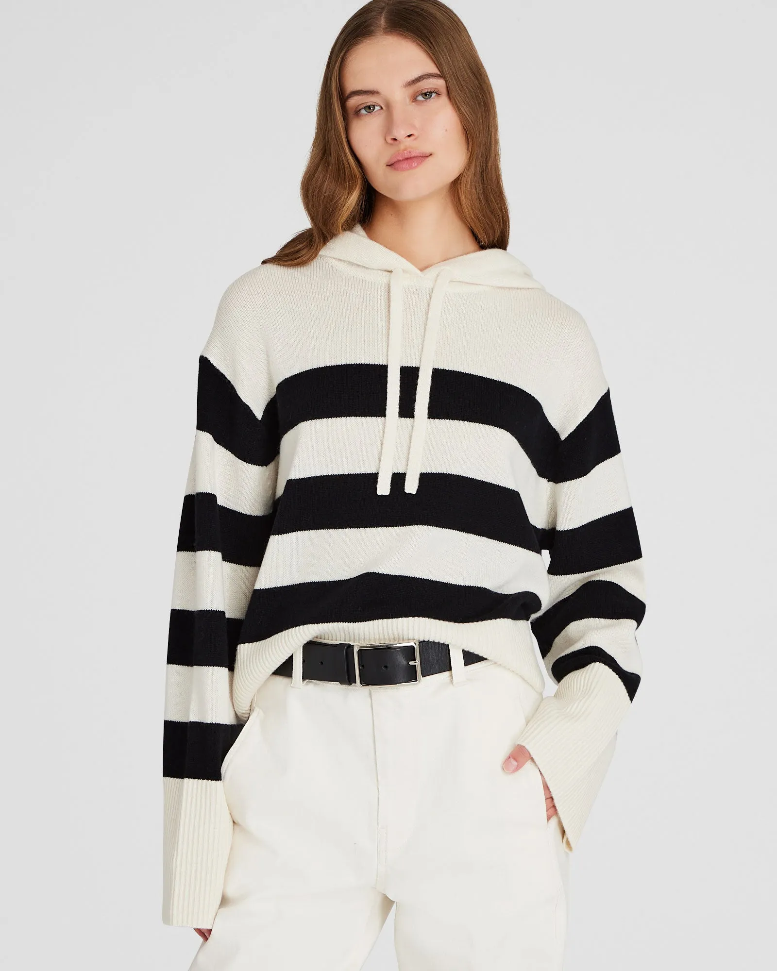 Striped Relaxed Wool-Cashmere Hoodie sold by Club Monaco