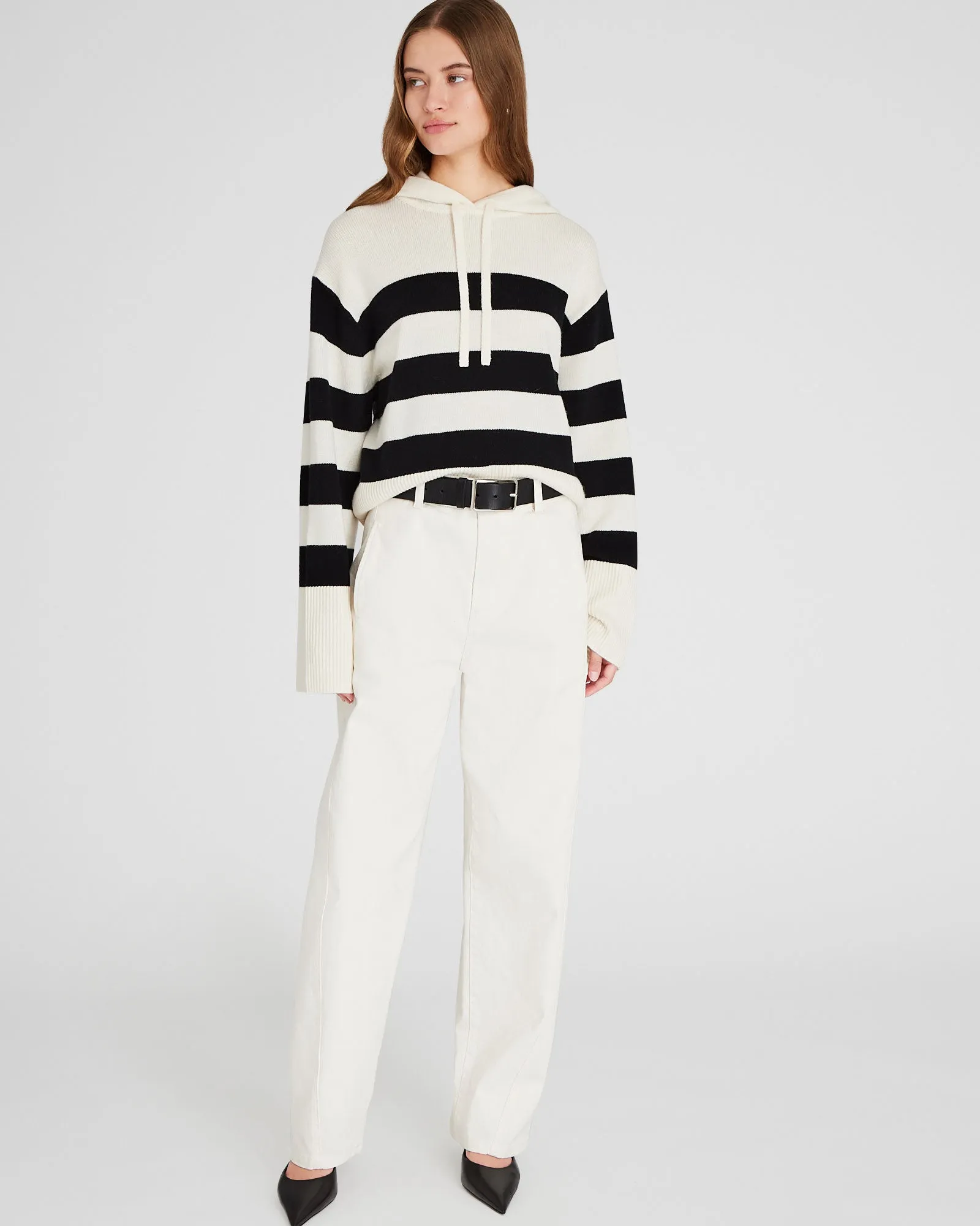 Striped Relaxed Wool-Cashmere Hoodie sold by Club Monaco product image thumbnail 4
