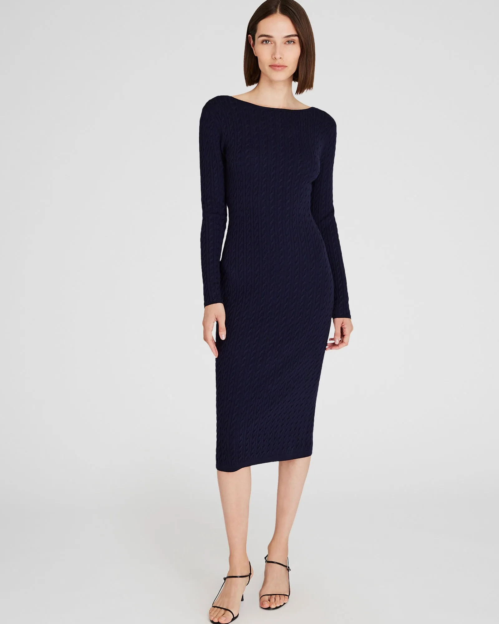 Open Back Cable-Knit Midi Dress sold by Club Monaco