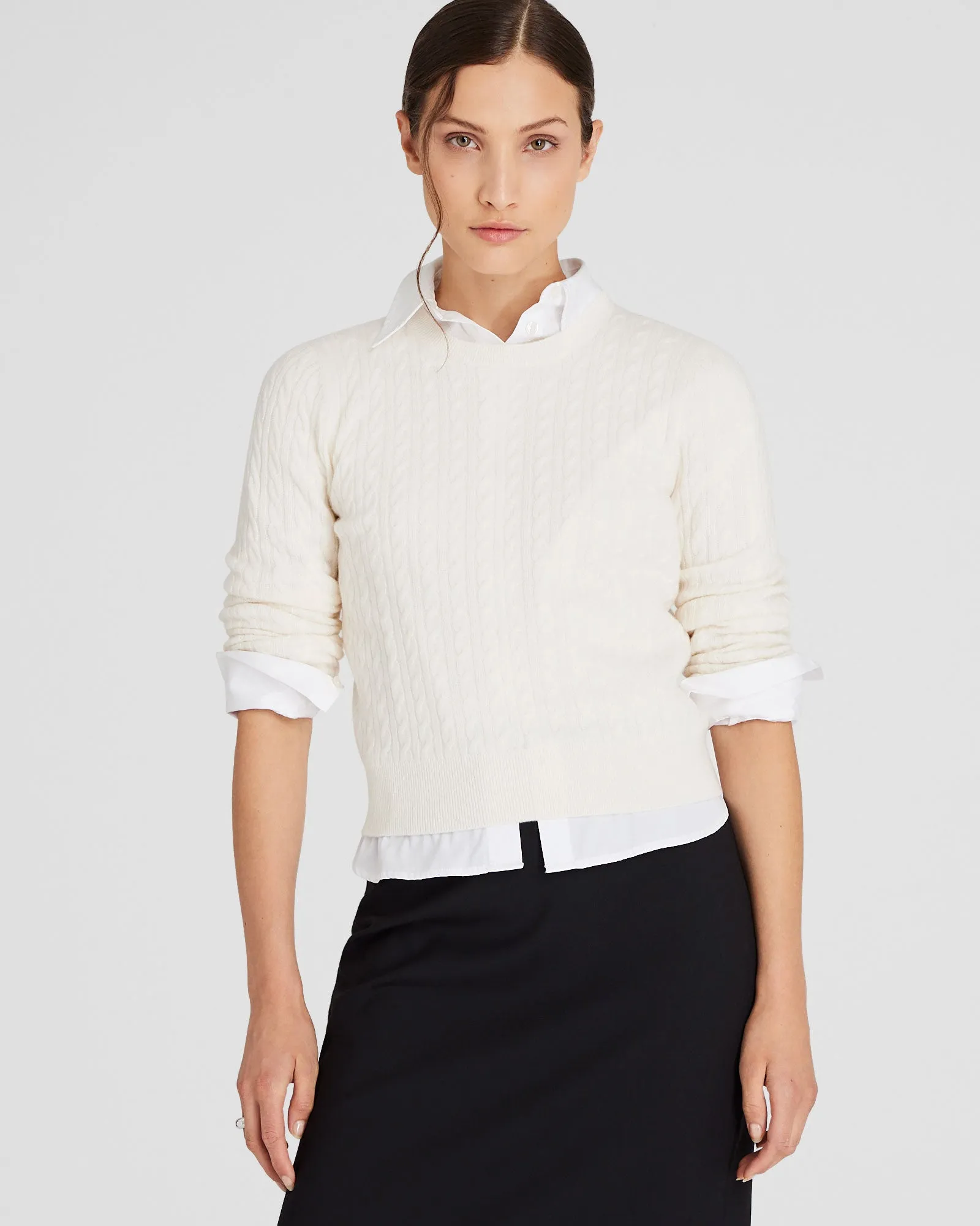 Cashmere Mini-Cable Long-Sleeve Crewneck sold by Club Monaco