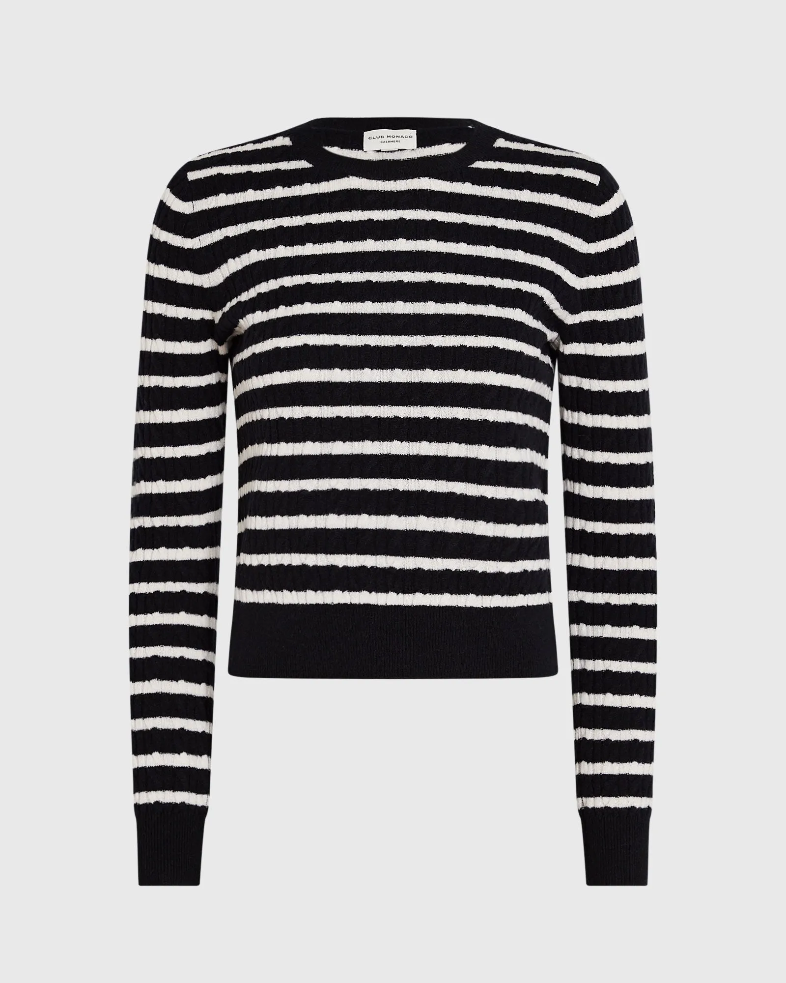 Striped Cashmere Mini-Cable Crewneck sold by Club Monaco product image thumbnail 5