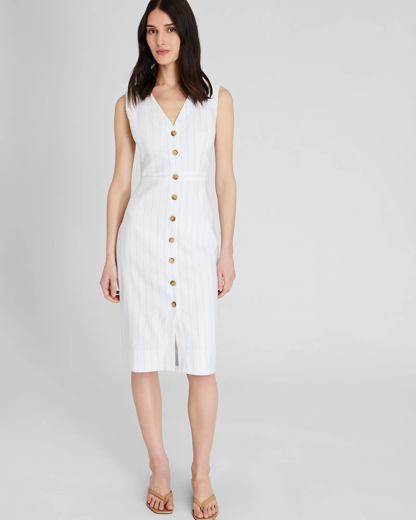 Striped Button Front Pencil Dress sold by Club Monaco product image thumbnail 4