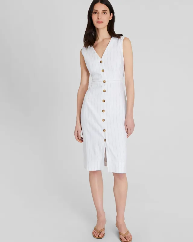 Striped Button Front Pencil Dress sold by Club Monaco