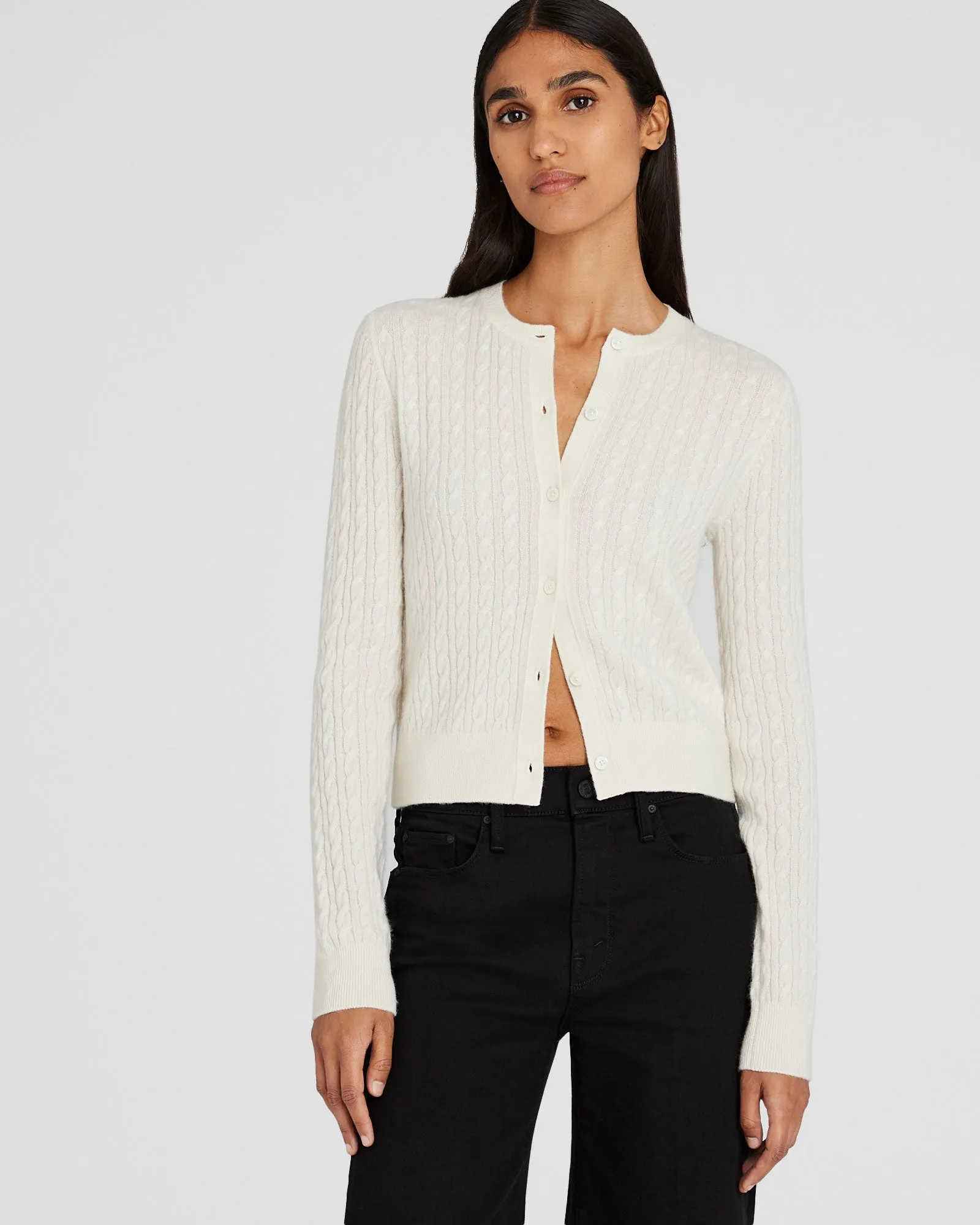 Cashmere Mini Cable Cardigan sold by Club Monaco