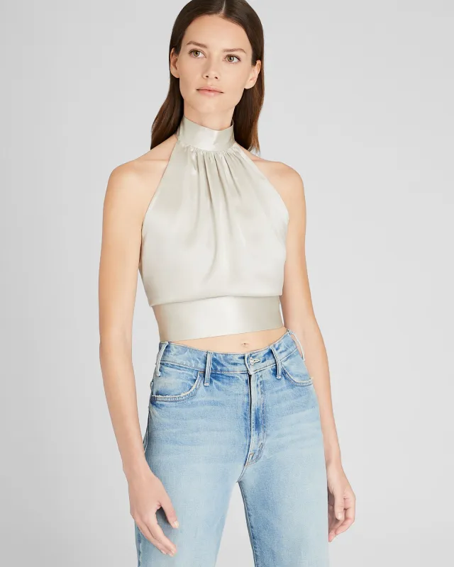 Silk Charmeuse Tie Halter Top sold by Club Monaco