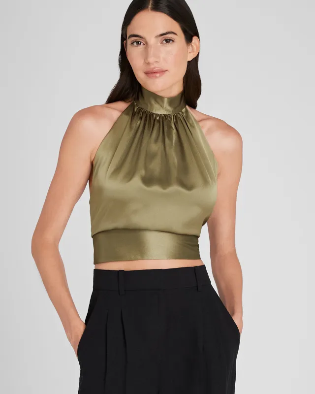 Silk Charmeuse Tie Halter Top sold by Club Monaco