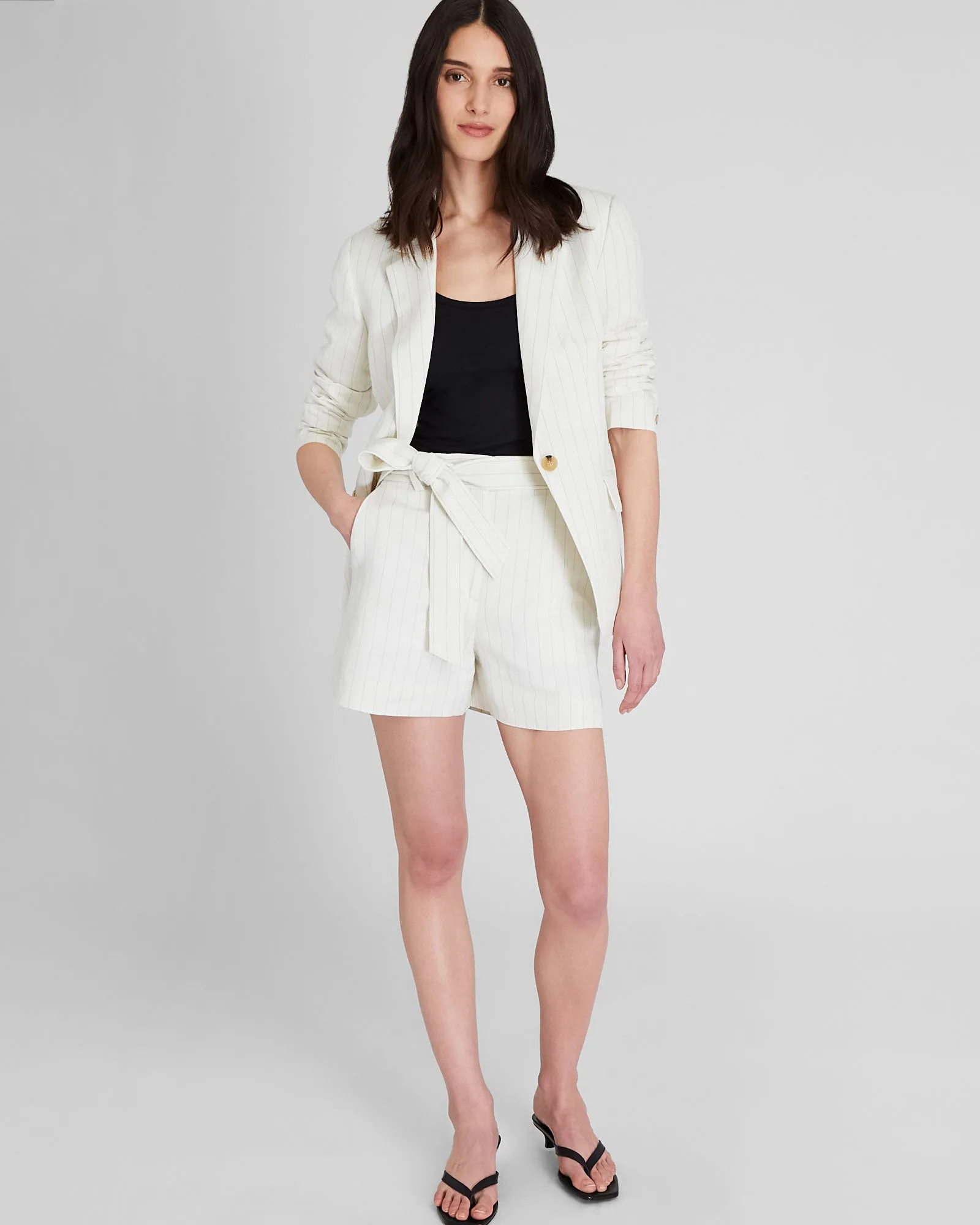 Pinstripe Linen Blend Short sold by Club Monaco product image thumbnail 2