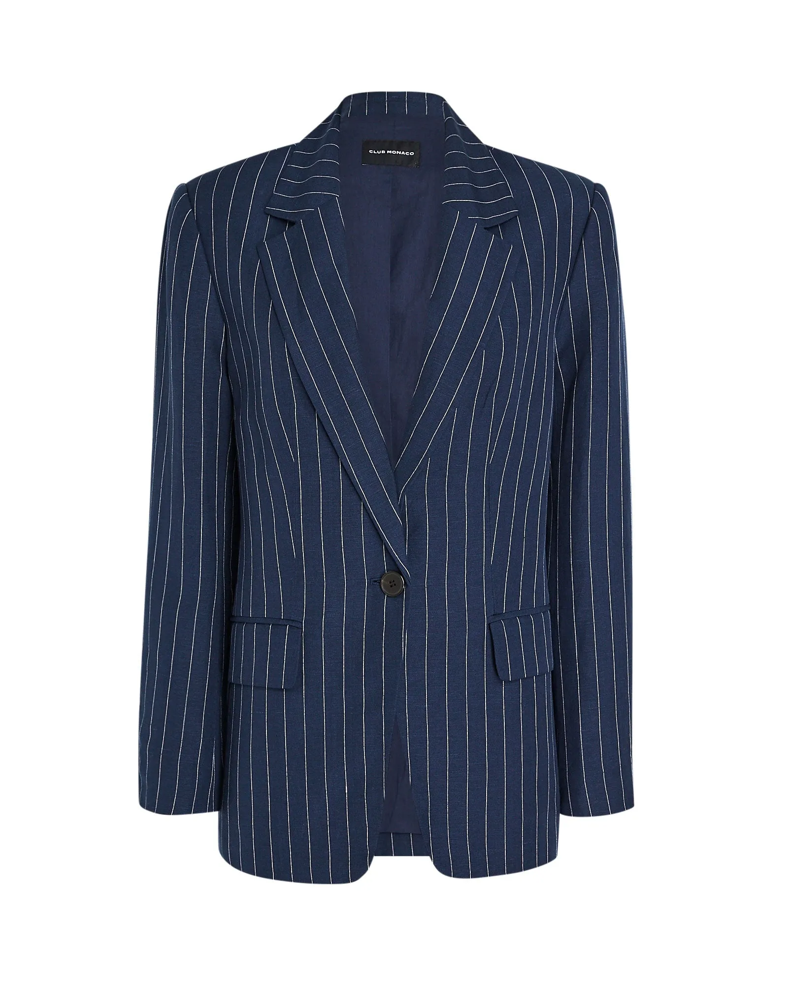 Pinstripe Single-Breasted Linen-Blend Blazer sold by Club Monaco product image thumbnail 5
