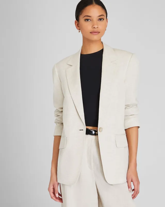 Relaxed Single Breasted Linen-Blend Blazer sold by Club Monaco
