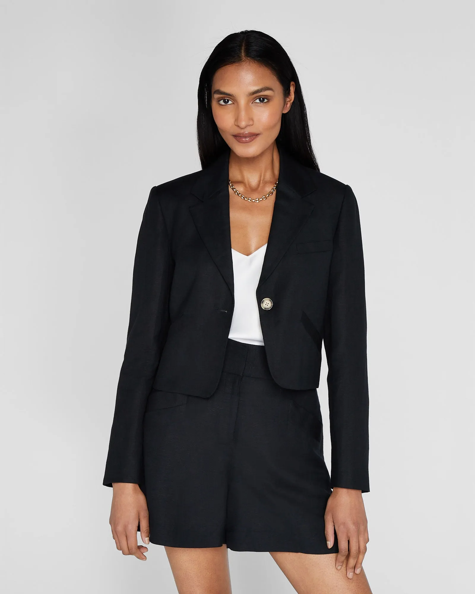 Cropped Linen Blend Blazer sold by Club Monaco product image thumbnail 2