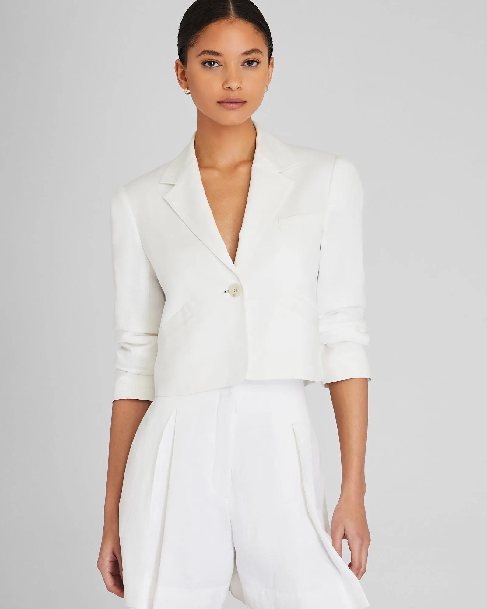 Cropped Linen Blend Blazer sold by Club Monaco