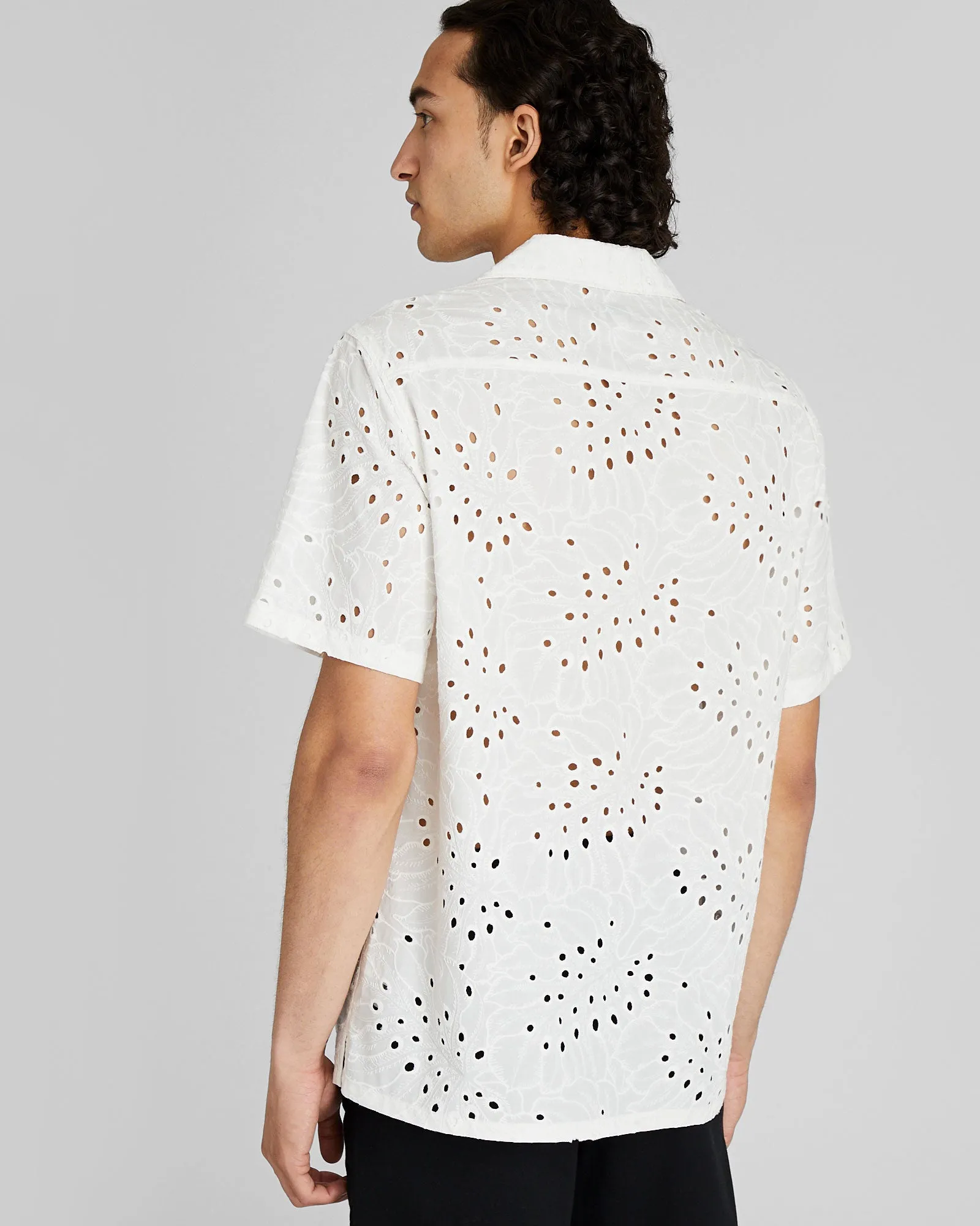 Short Sleeve Camp Collar Eyelet Shirt sold by Club Monaco product image thumbnail 3