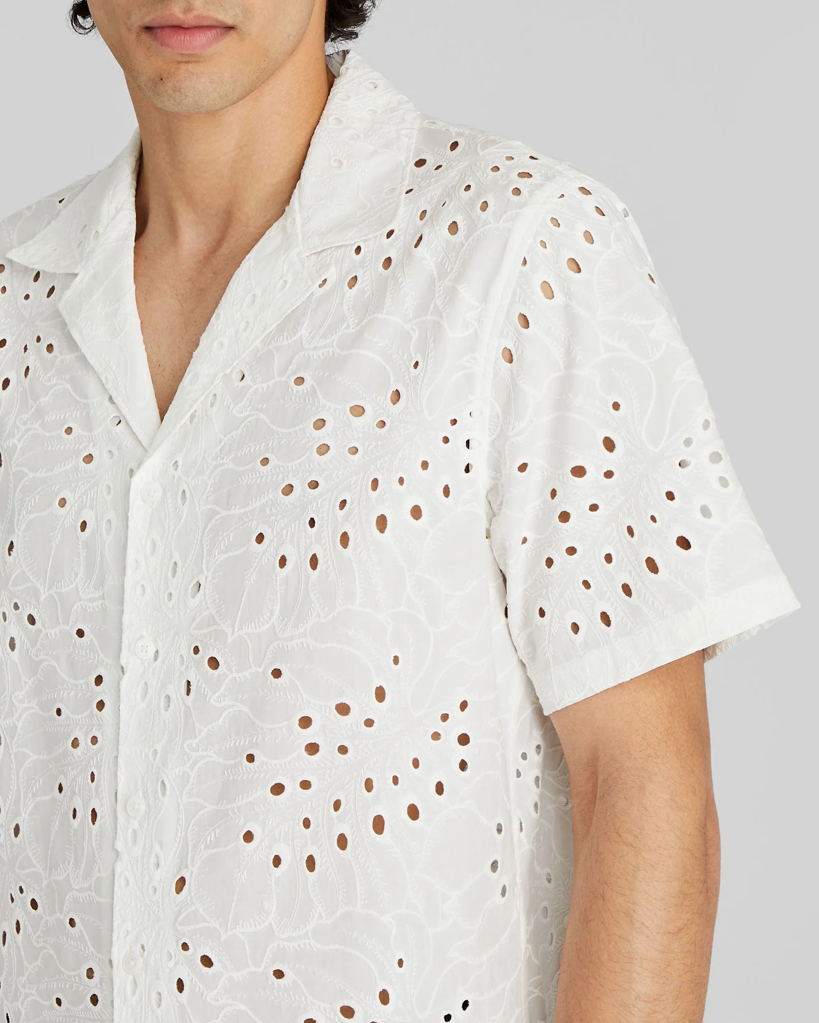 Short Sleeve Camp Collar Eyelet Shirt sold by Club Monaco product image thumbnail 4