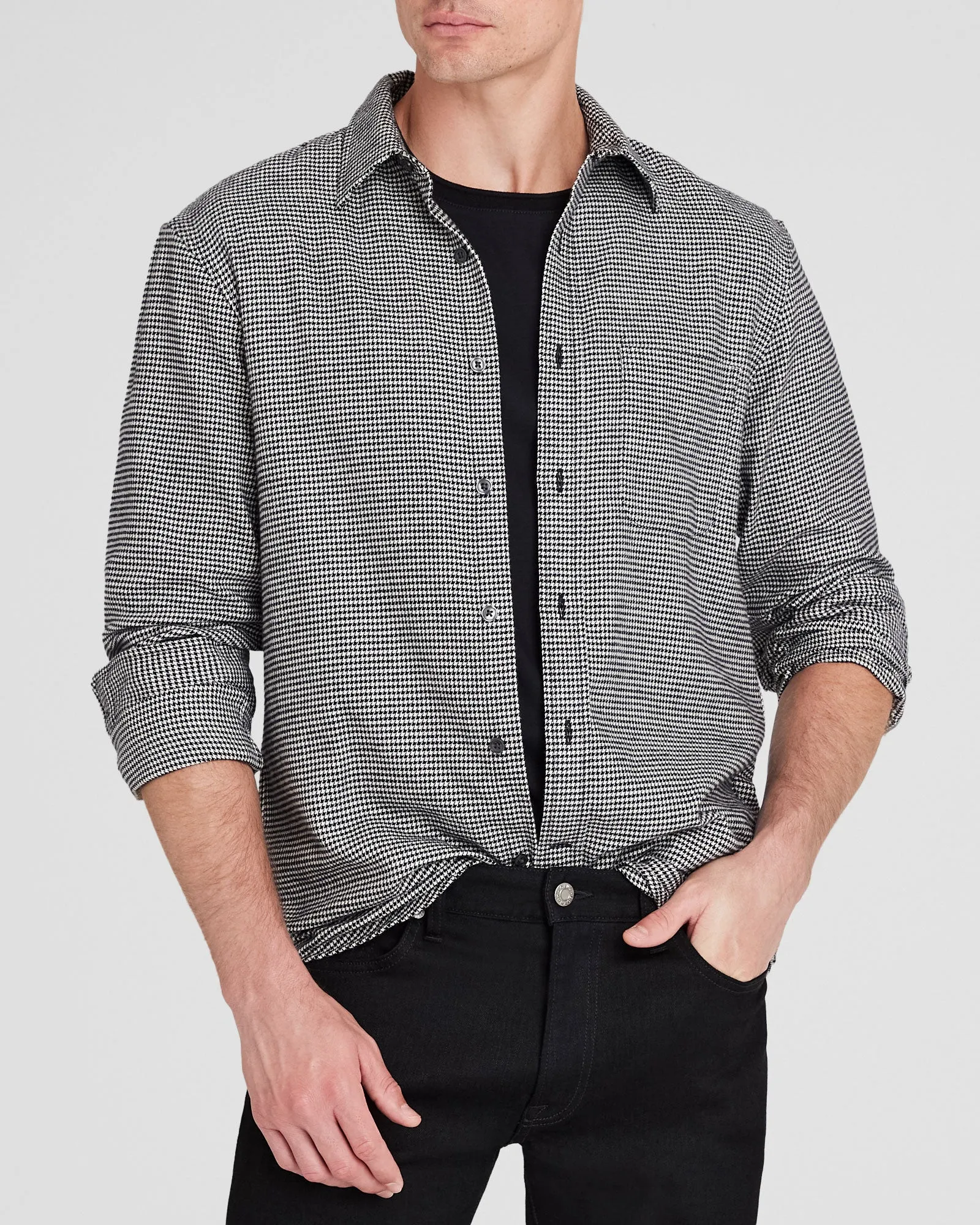 Houndstooth Lightweight Flannel Shirt sold by Club Monaco
