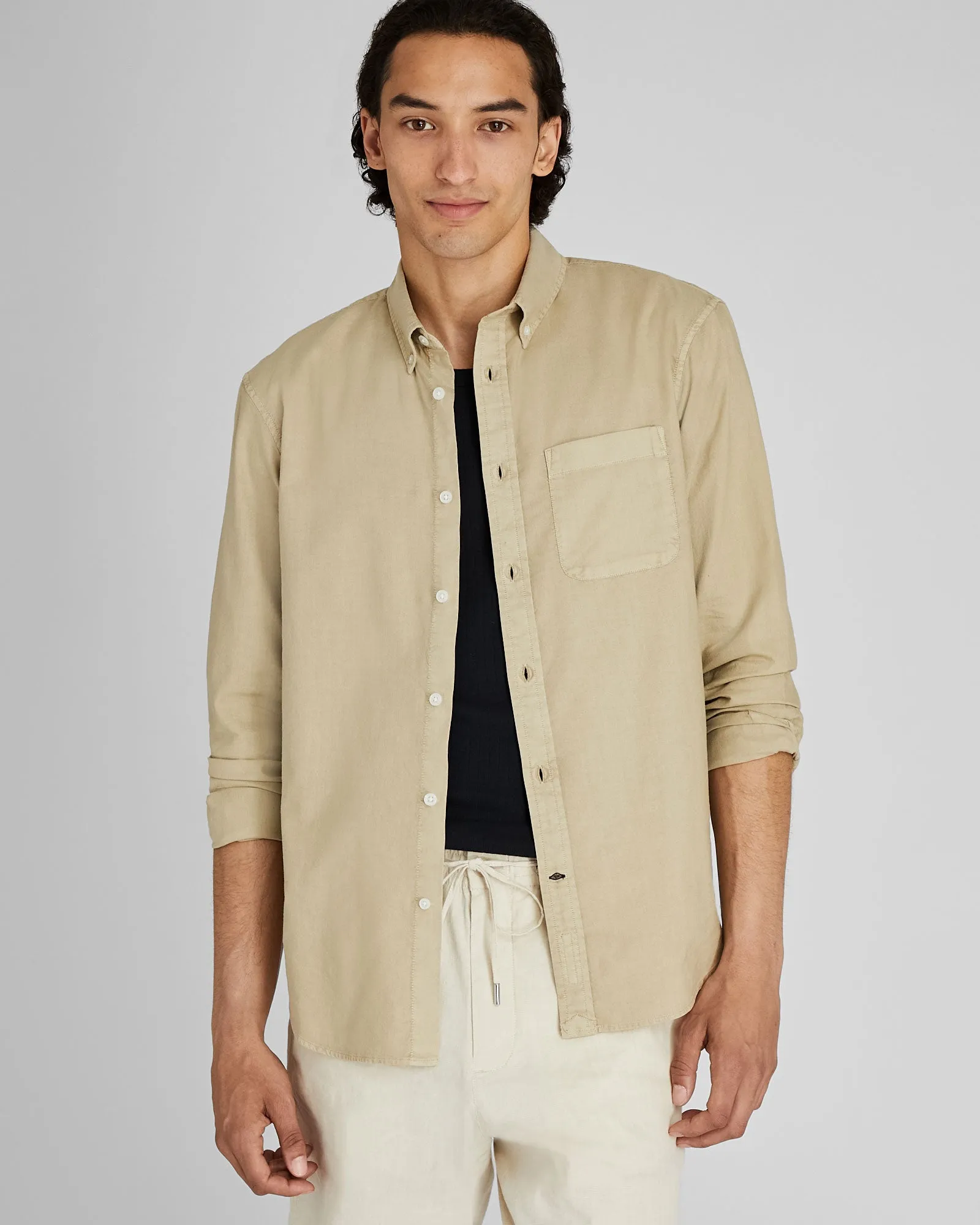 Garment-Dyed Slim Lightweight Oxford Shirt sold by Club Monaco