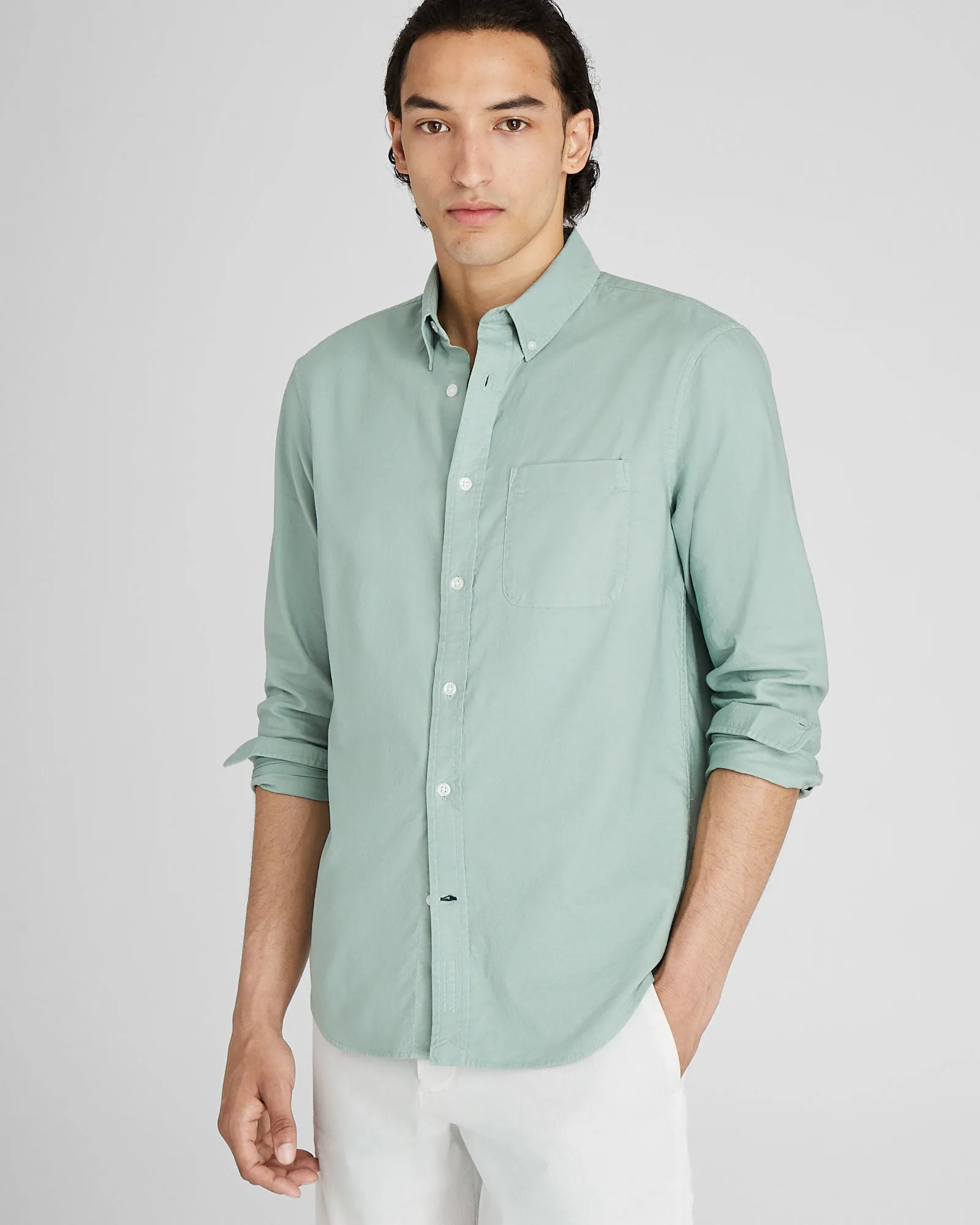 Garment-Dyed Slim Lightweight Oxford Shirt sold by Club Monaco