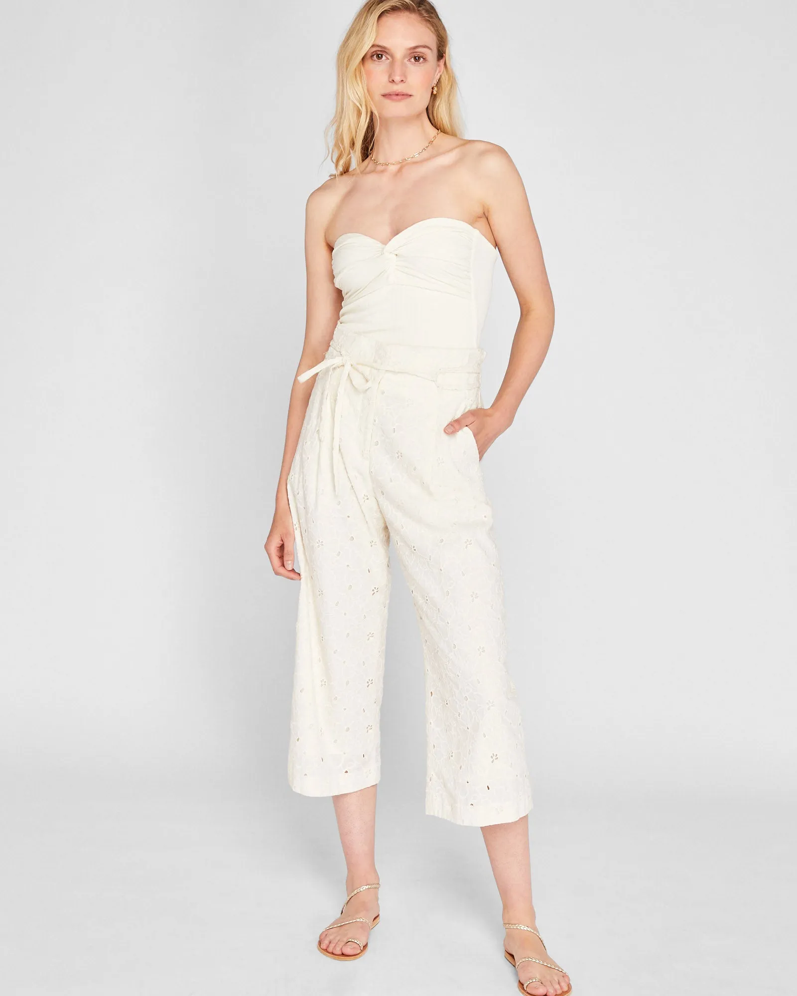 Anreannah Eyelet Wide Leg Pant sold by Club Monaco