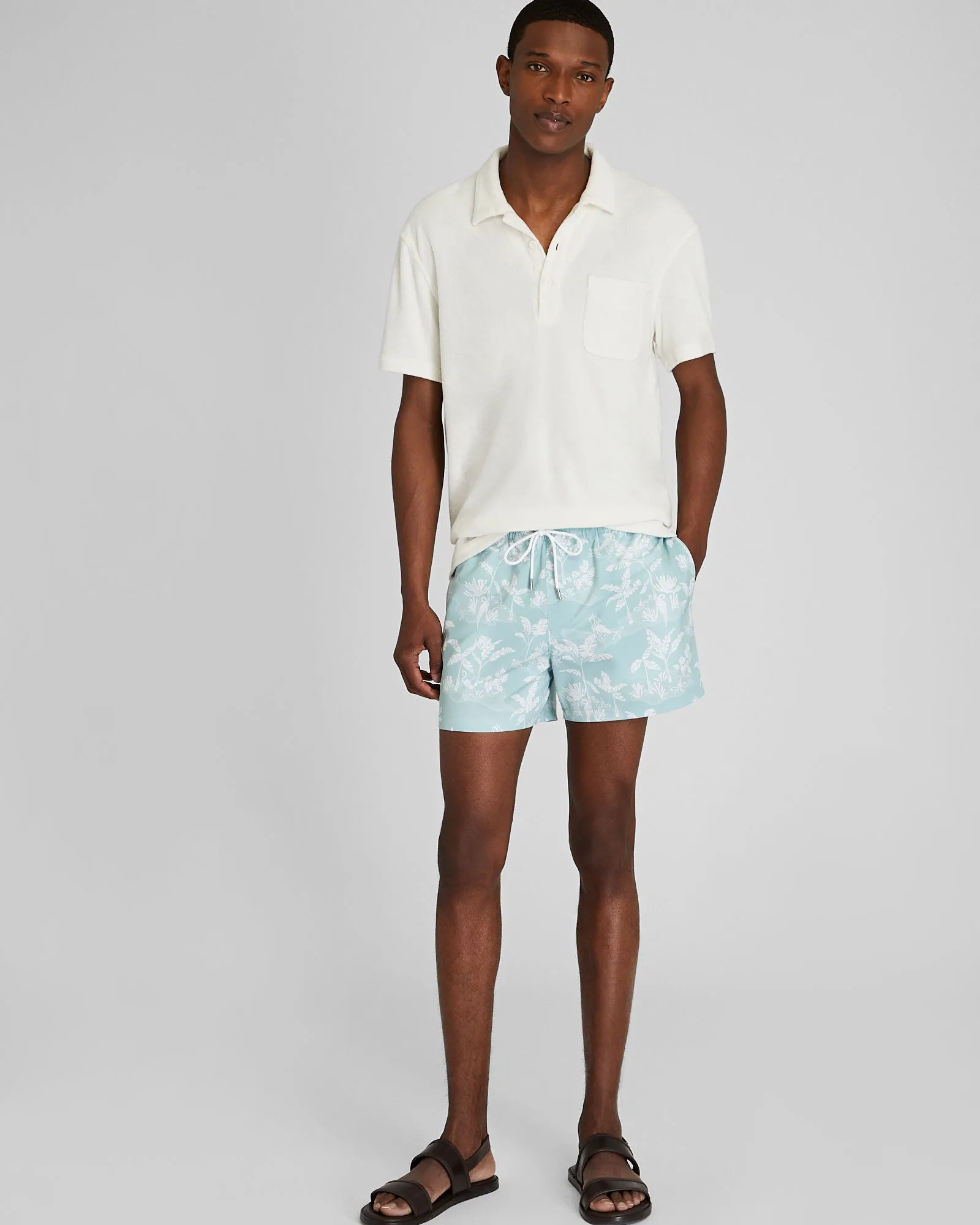 Arlen Jungle Print 4" Swim Trunk sold by Club Monaco