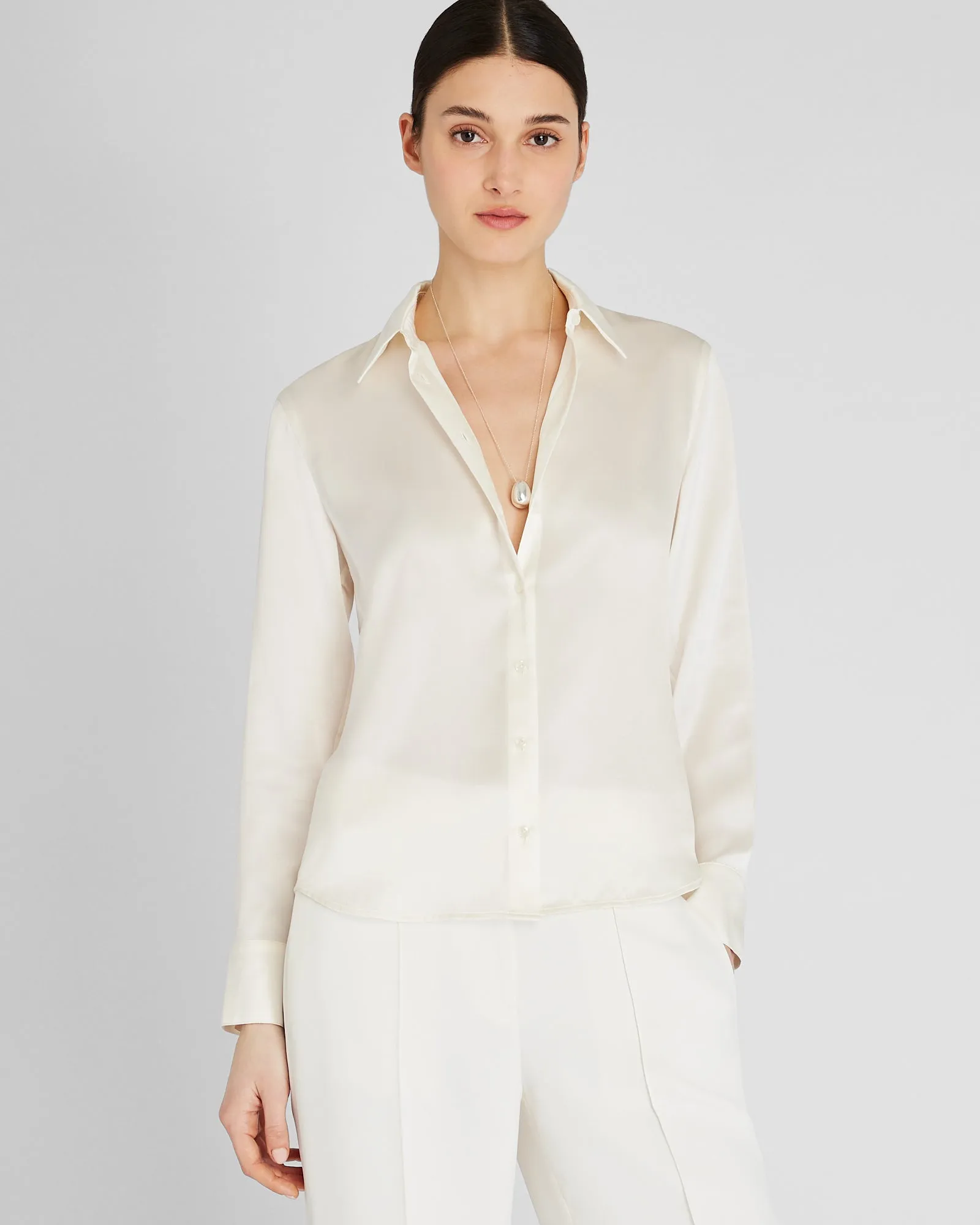 Slim Fit Silk Charmeuse Shirt sold by Club Monaco