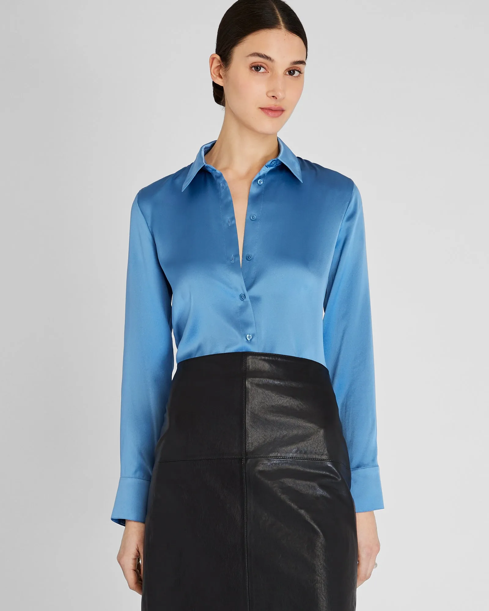 Slim Fit Silk Charmeuse Shirt sold by Club Monaco