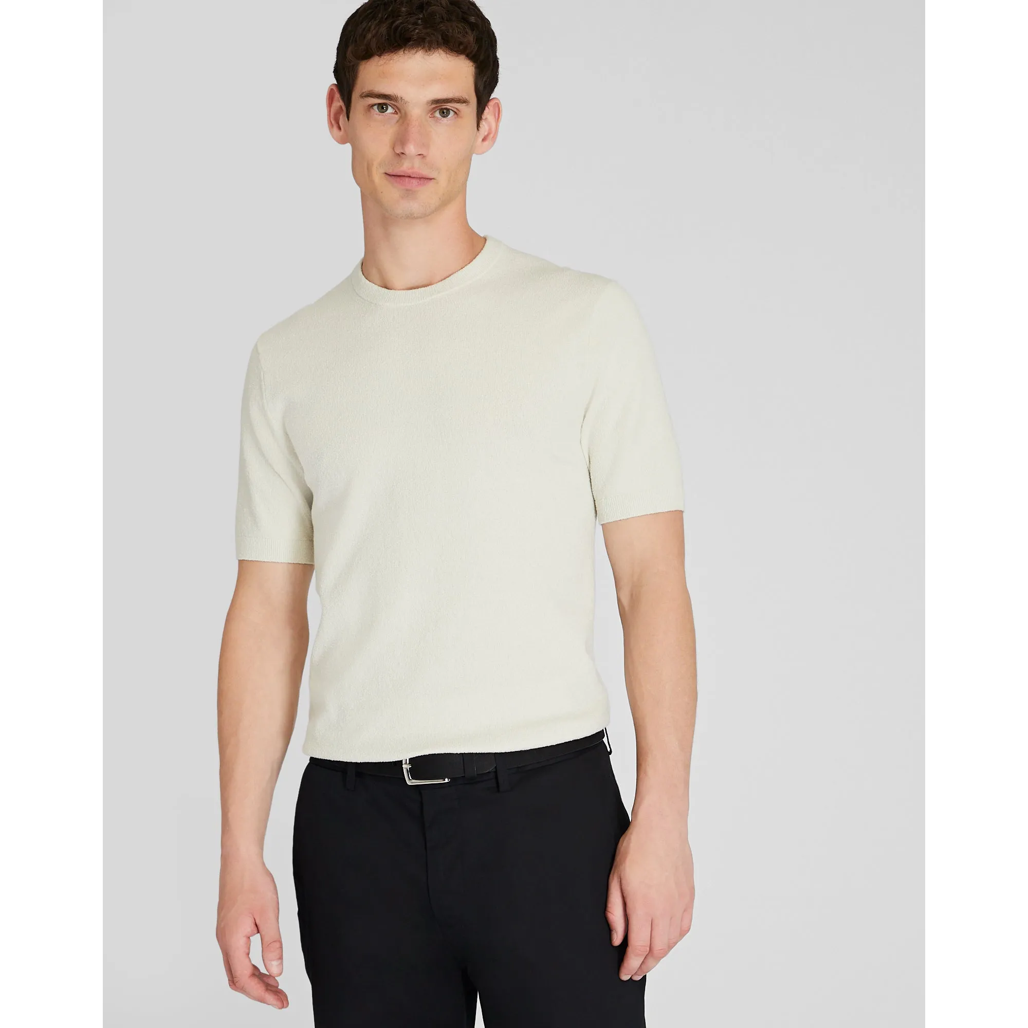 Short Sleeve Micro Bouclé Crew sold by Club Monaco