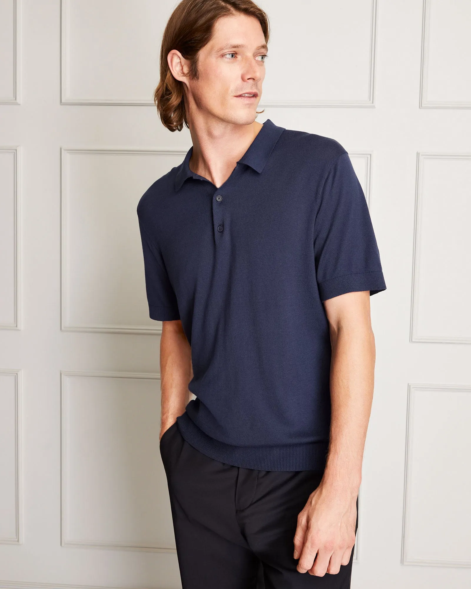 Fine Gauge Silk Blend Polo sold by Club Monaco