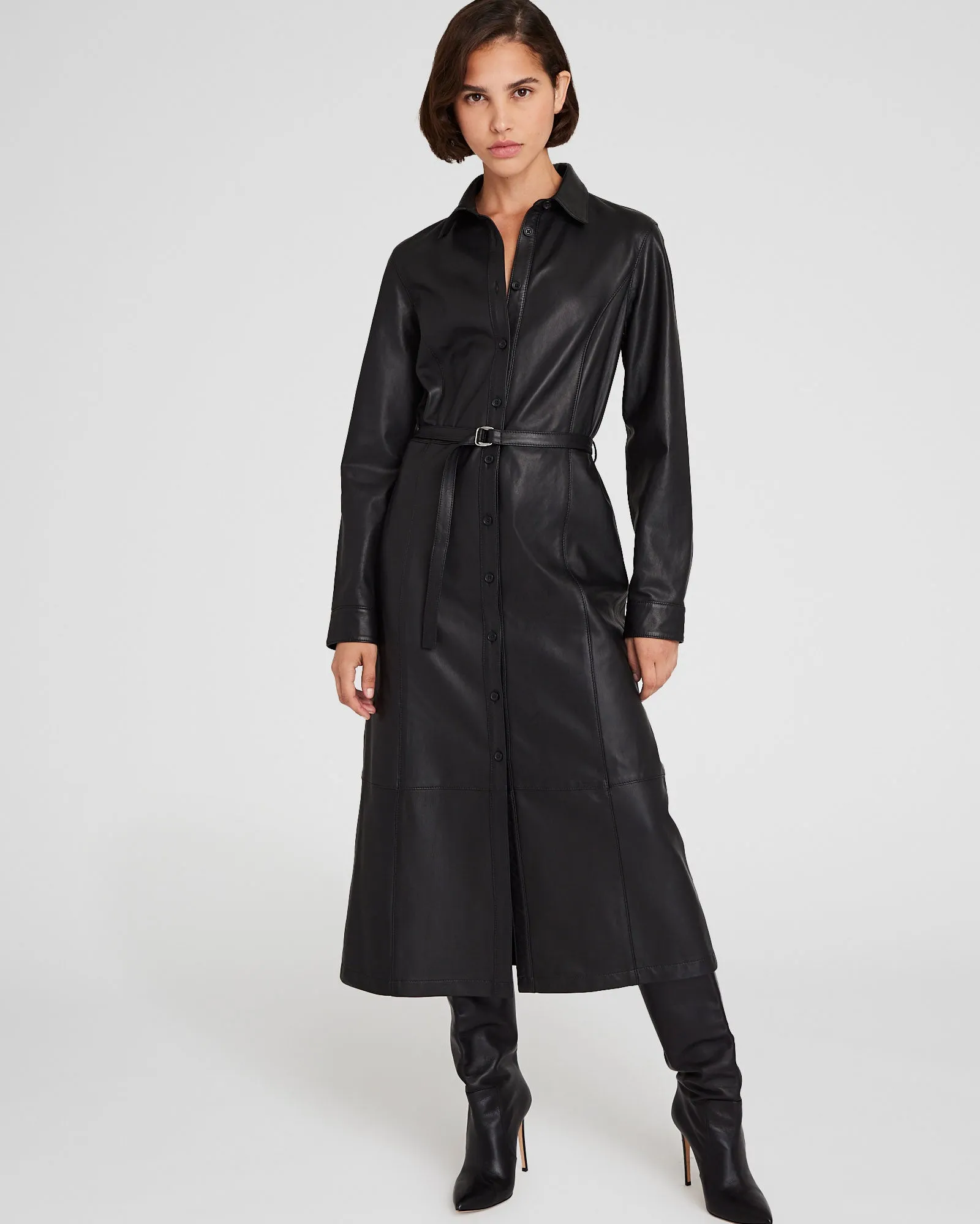 Leather Midi Shirt Dress sold by Club Monaco