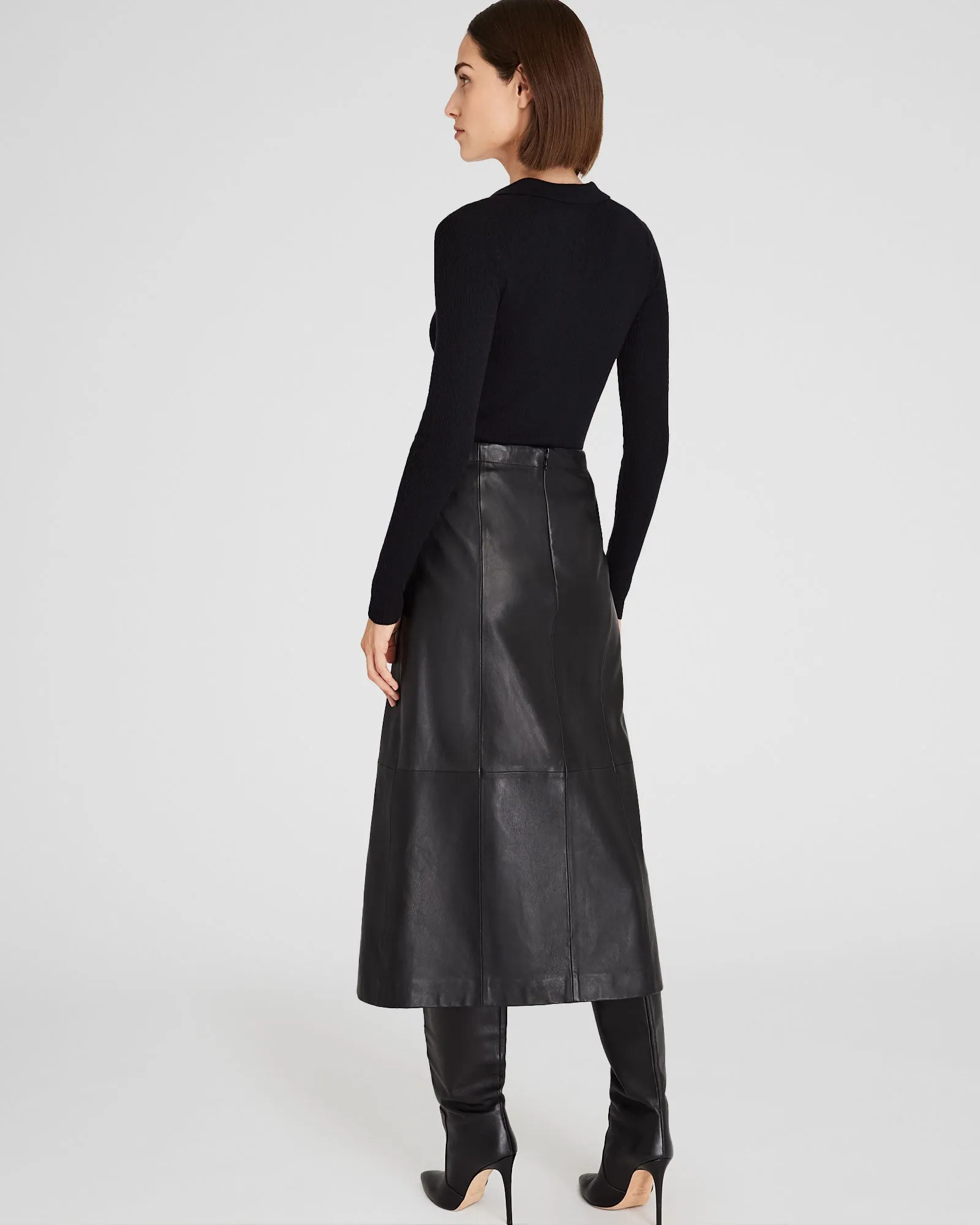 A-Line Leather Midi Skirt sold by Club Monaco product image thumbnail 3