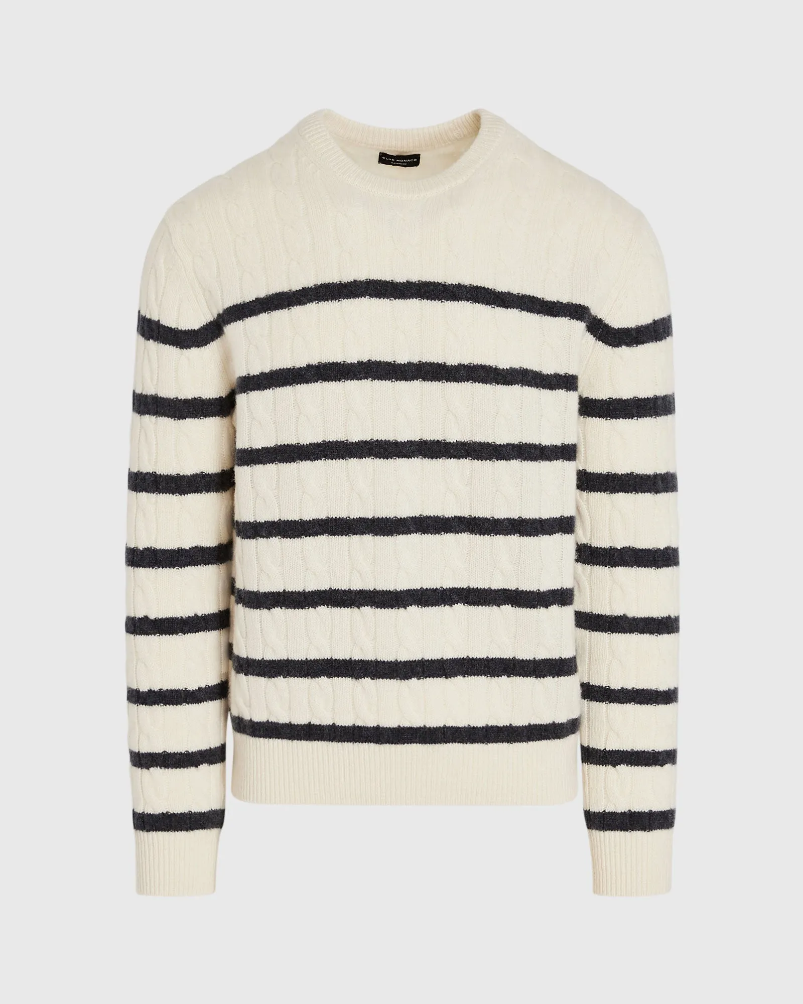 Striped Cashmere Cable-Knit Crewneck sold by Club Monaco product image thumbnail 5