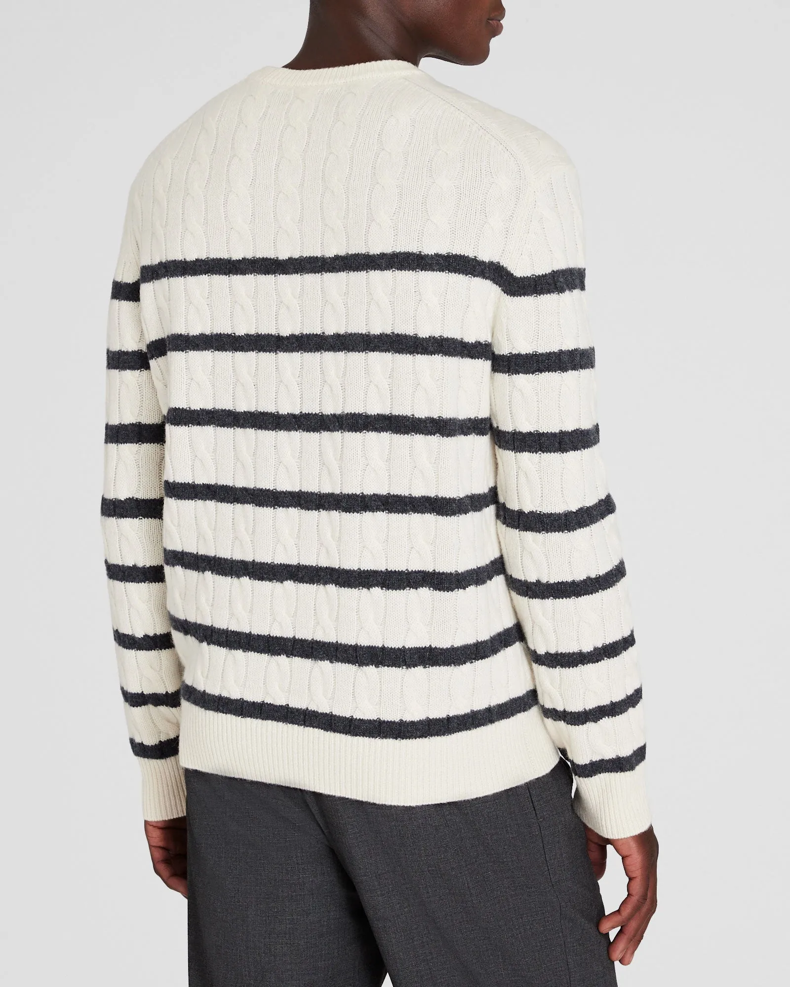 Striped Cashmere Cable-Knit Crewneck sold by Club Monaco product image thumbnail 3