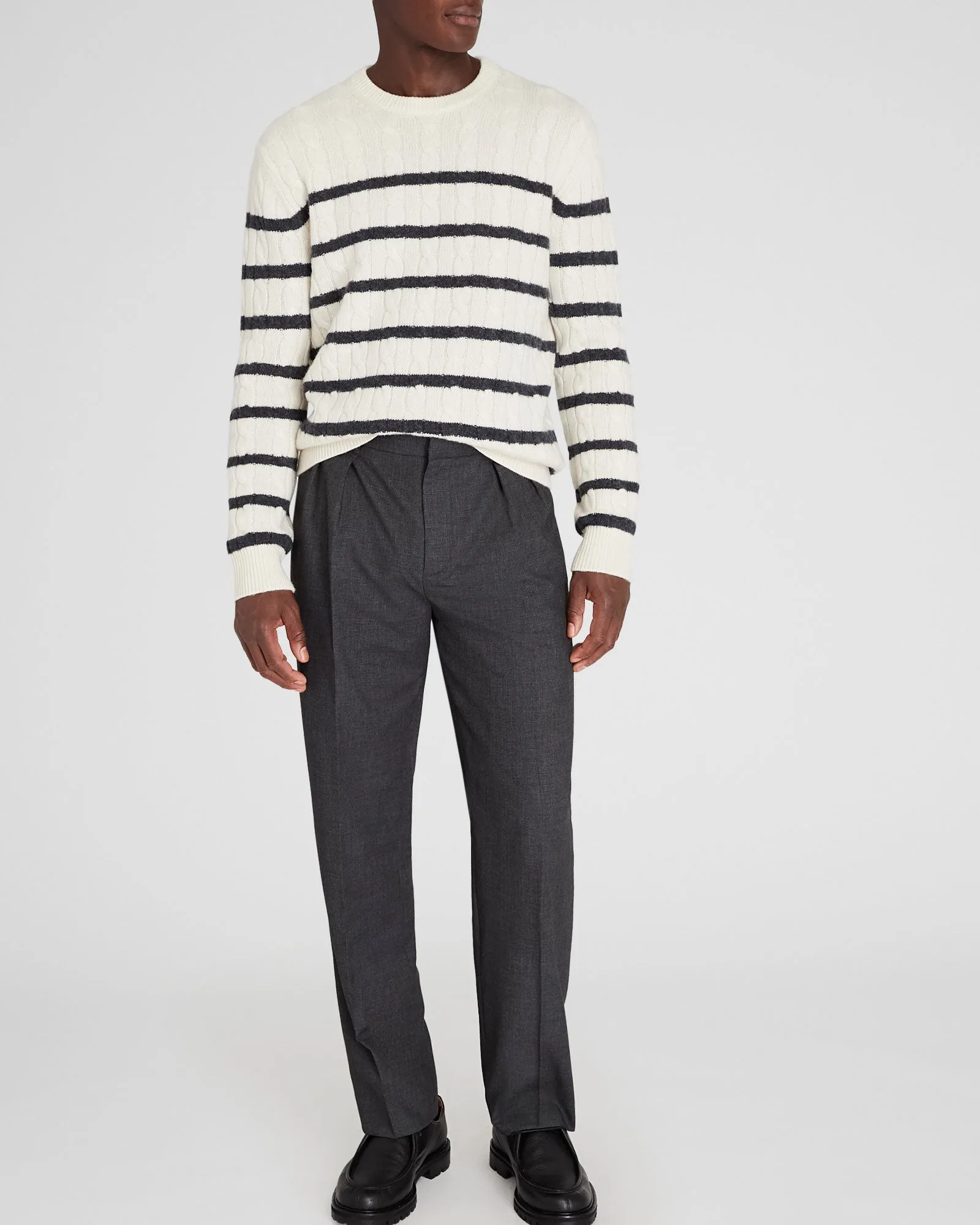 Striped Cashmere Cable-Knit Crewneck sold by Club Monaco product image thumbnail 4