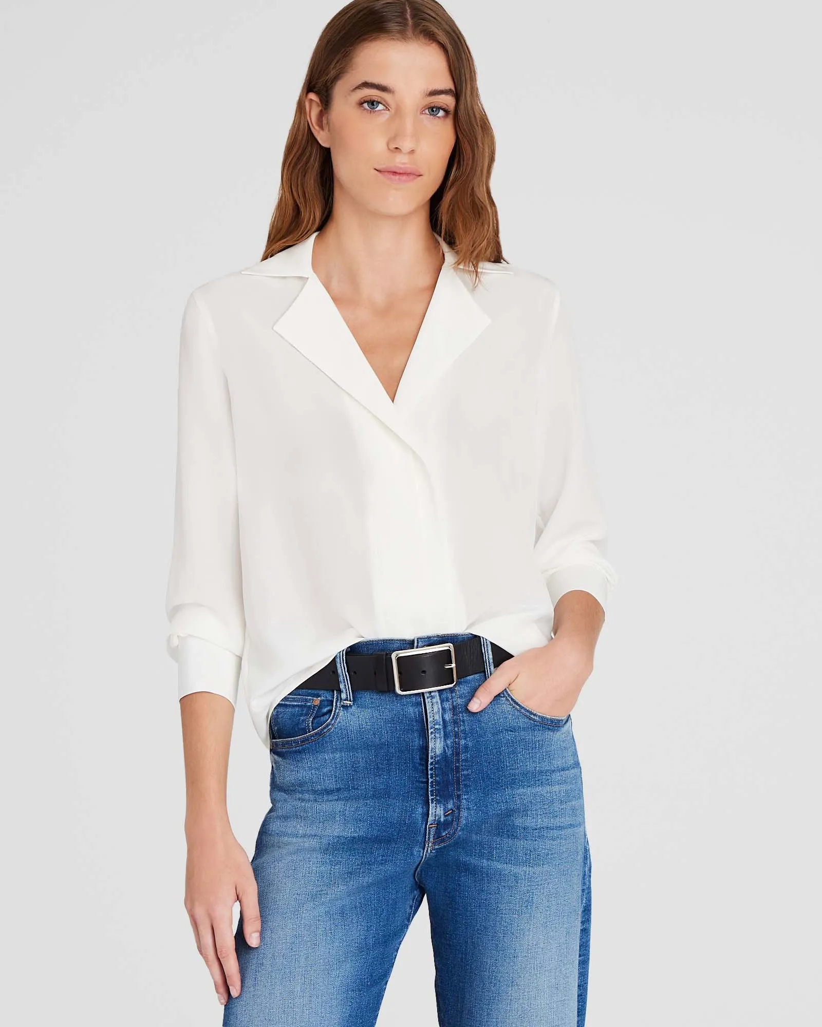 Silk Open-Neck Blouse sold by Club Monaco