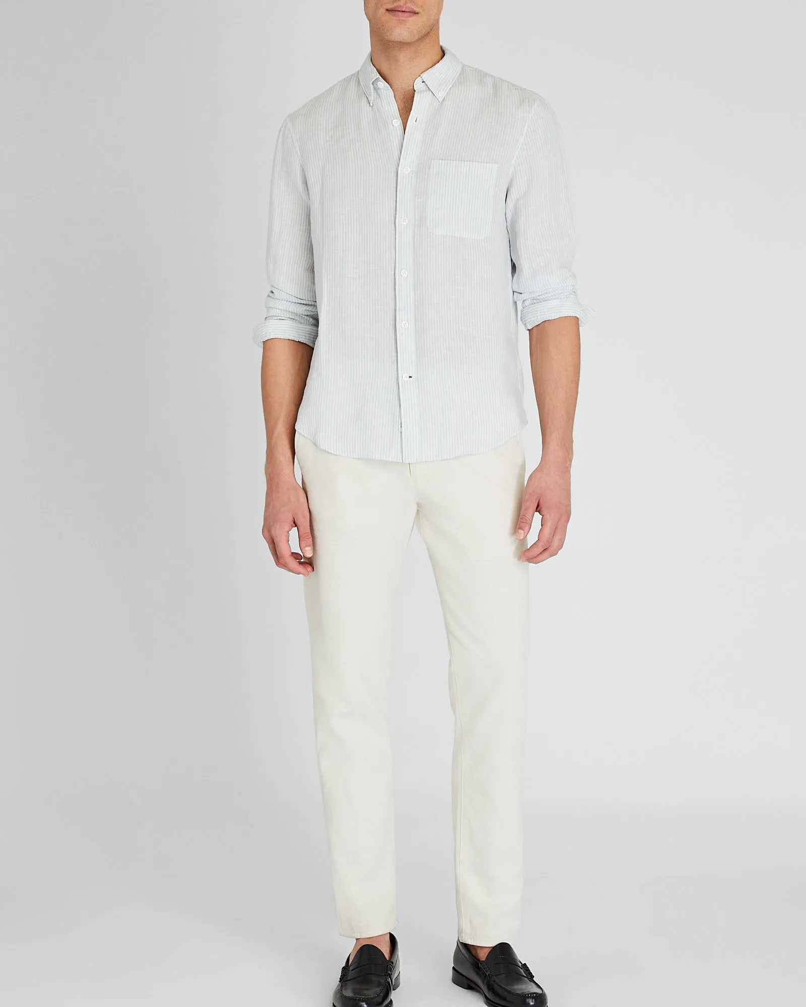 Slim Long-Sleeve Button-Down Linen Shirt sold by Club Monaco product image thumbnail 4