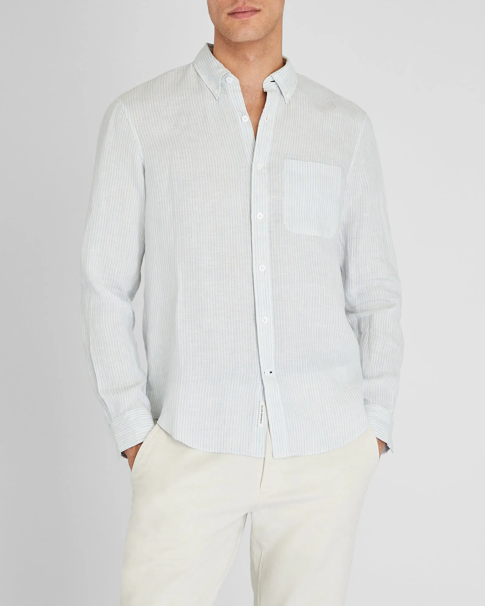 Slim Long-Sleeve Button-Down Linen Shirt sold by Club Monaco