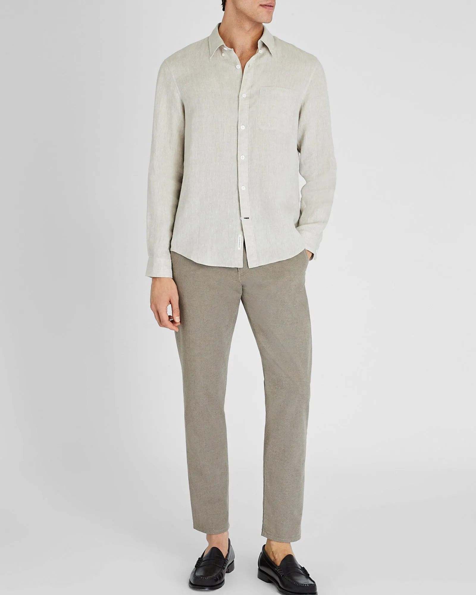 Slim Long-Sleeve Button-Down Linen Shirt sold by Club Monaco
