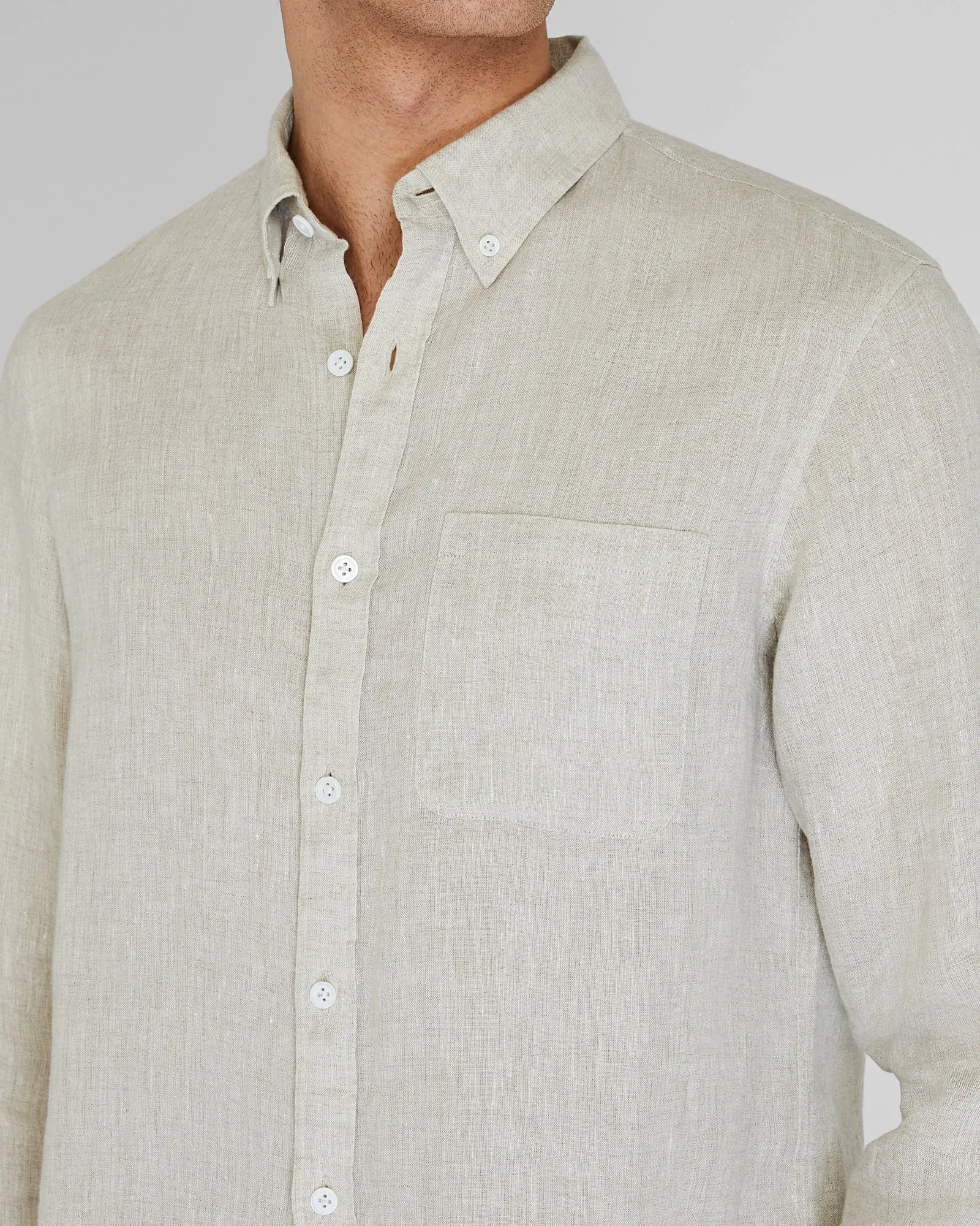 Slim Long-Sleeve Button-Down Linen Shirt sold by Club Monaco product image thumbnail 5