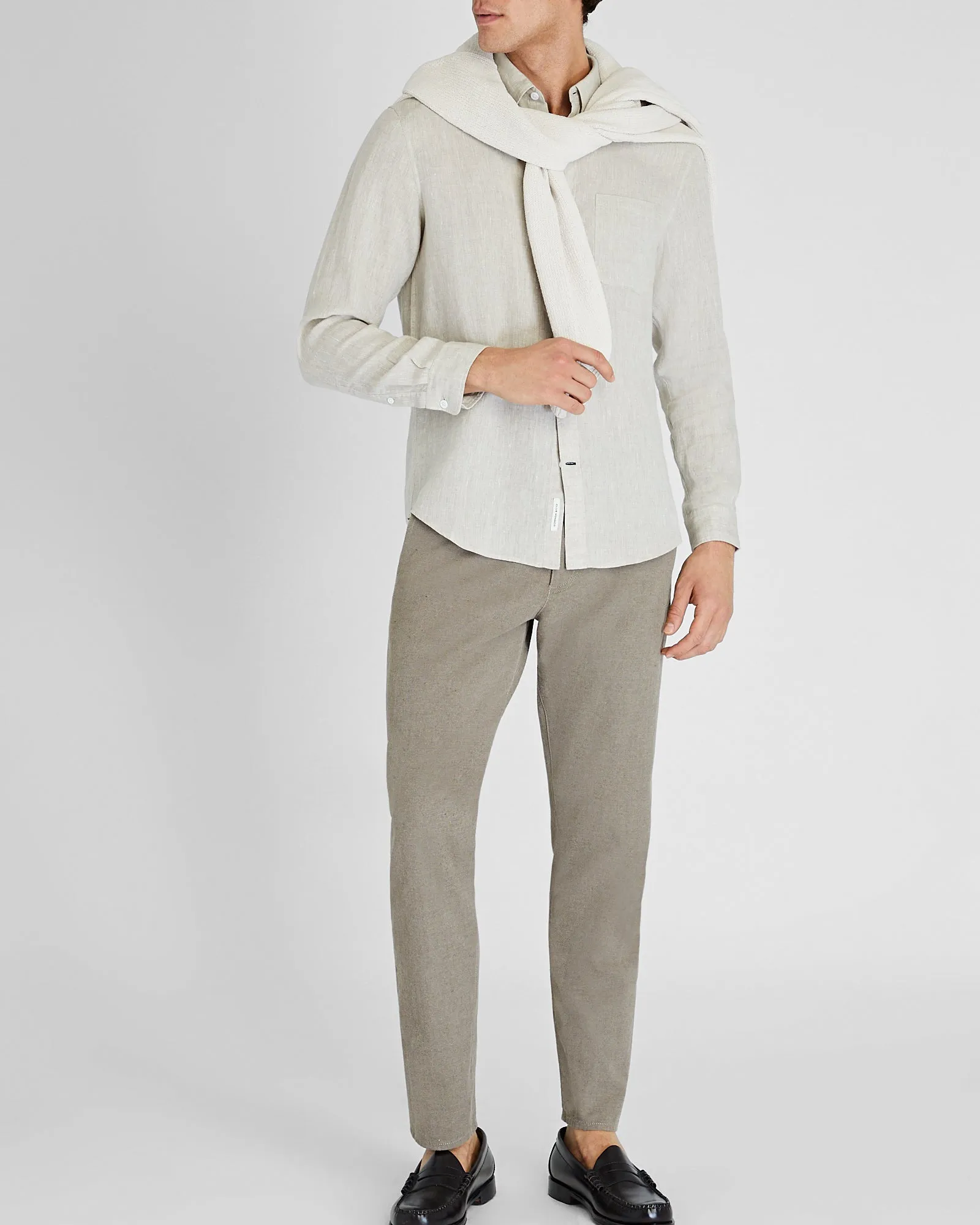 Slim Long-Sleeve Button-Down Linen Shirt sold by Club Monaco product image thumbnail 3