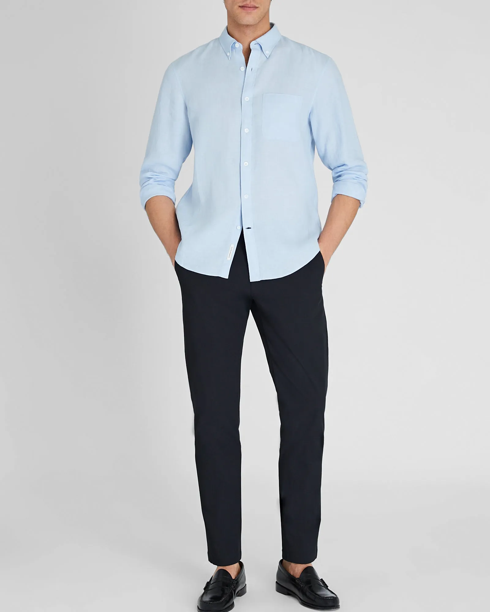 Slim Long-Sleeve Button-Down Linen Shirt sold by Club Monaco product image thumbnail 3