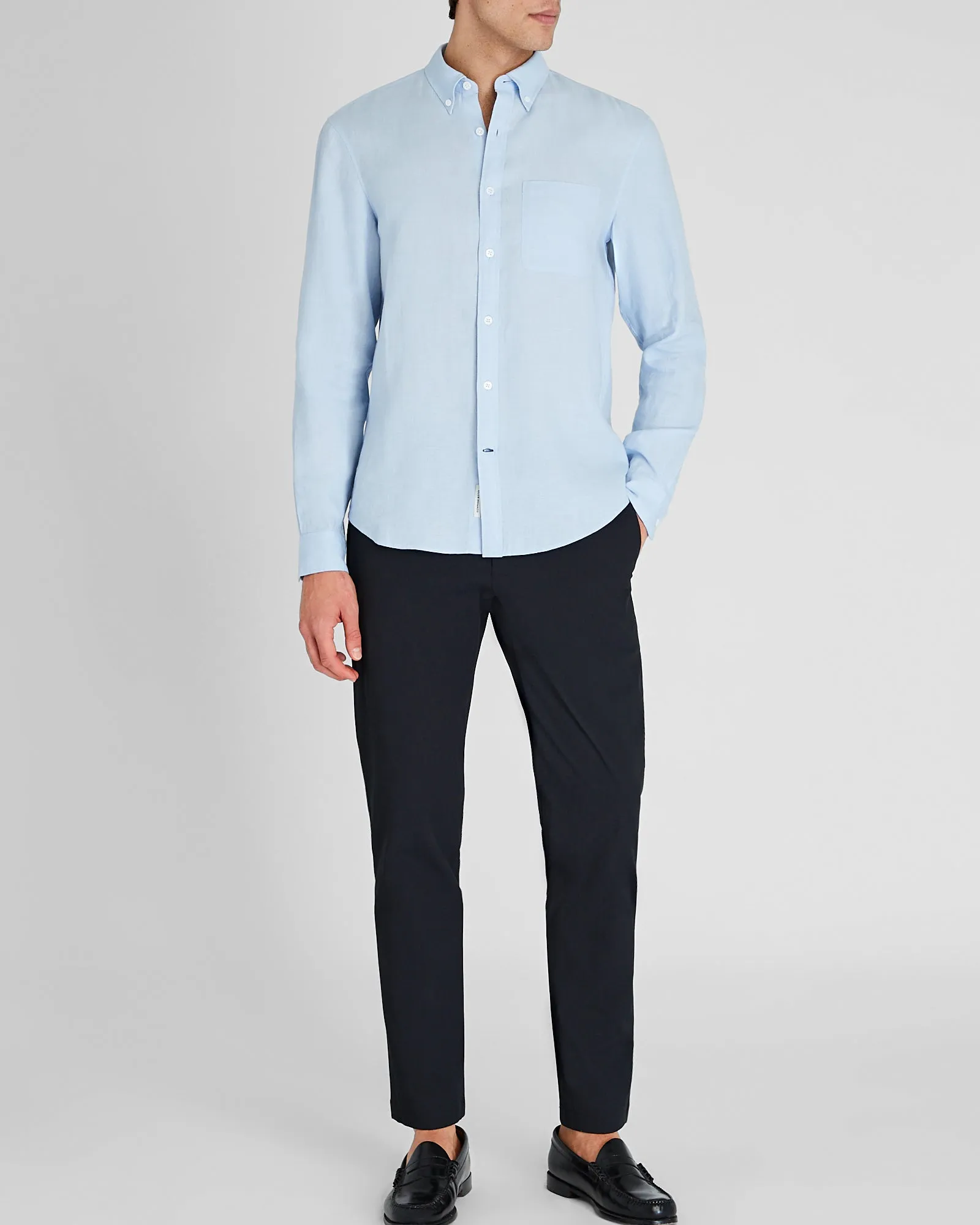 Slim Long-Sleeve Button-Down Linen Shirt sold by Club Monaco