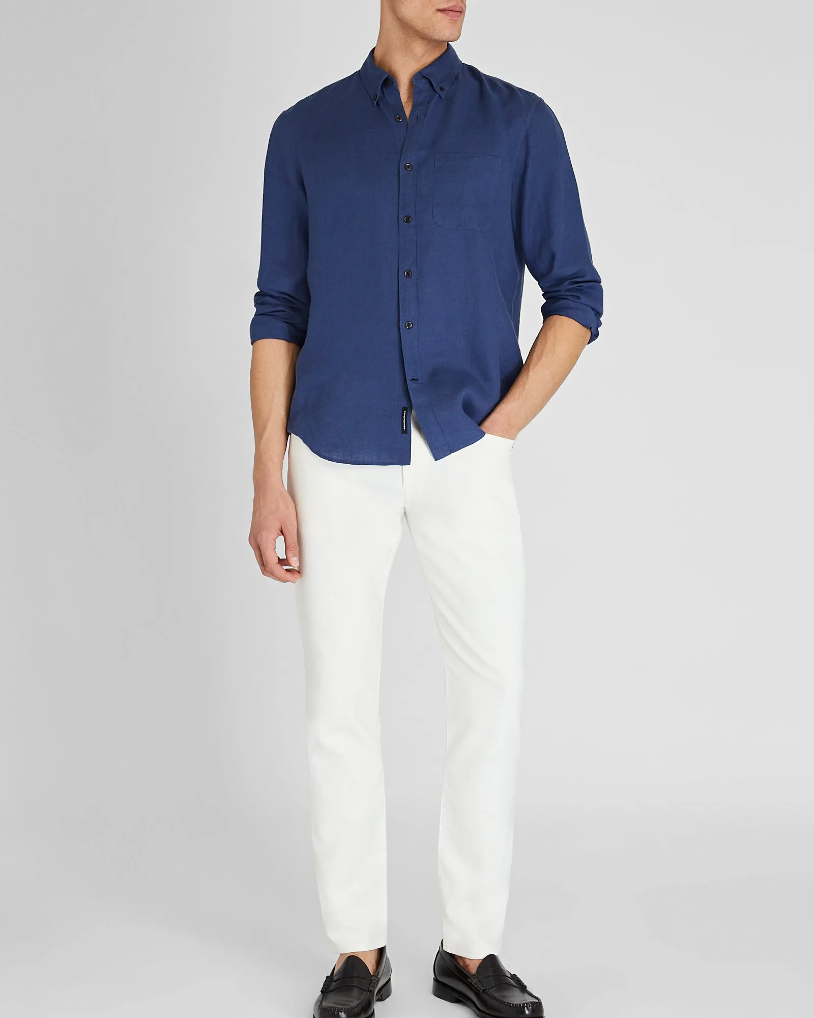 Slim Long-Sleeve Button-Down Linen Shirt sold by Club Monaco product image thumbnail 4