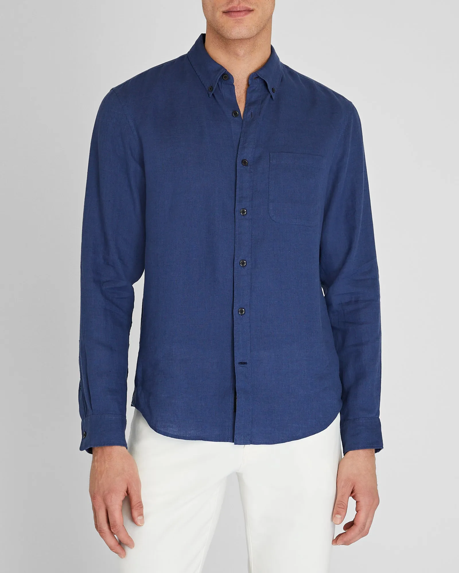 Slim Long-Sleeve Button-Down Linen Shirt sold by Club Monaco