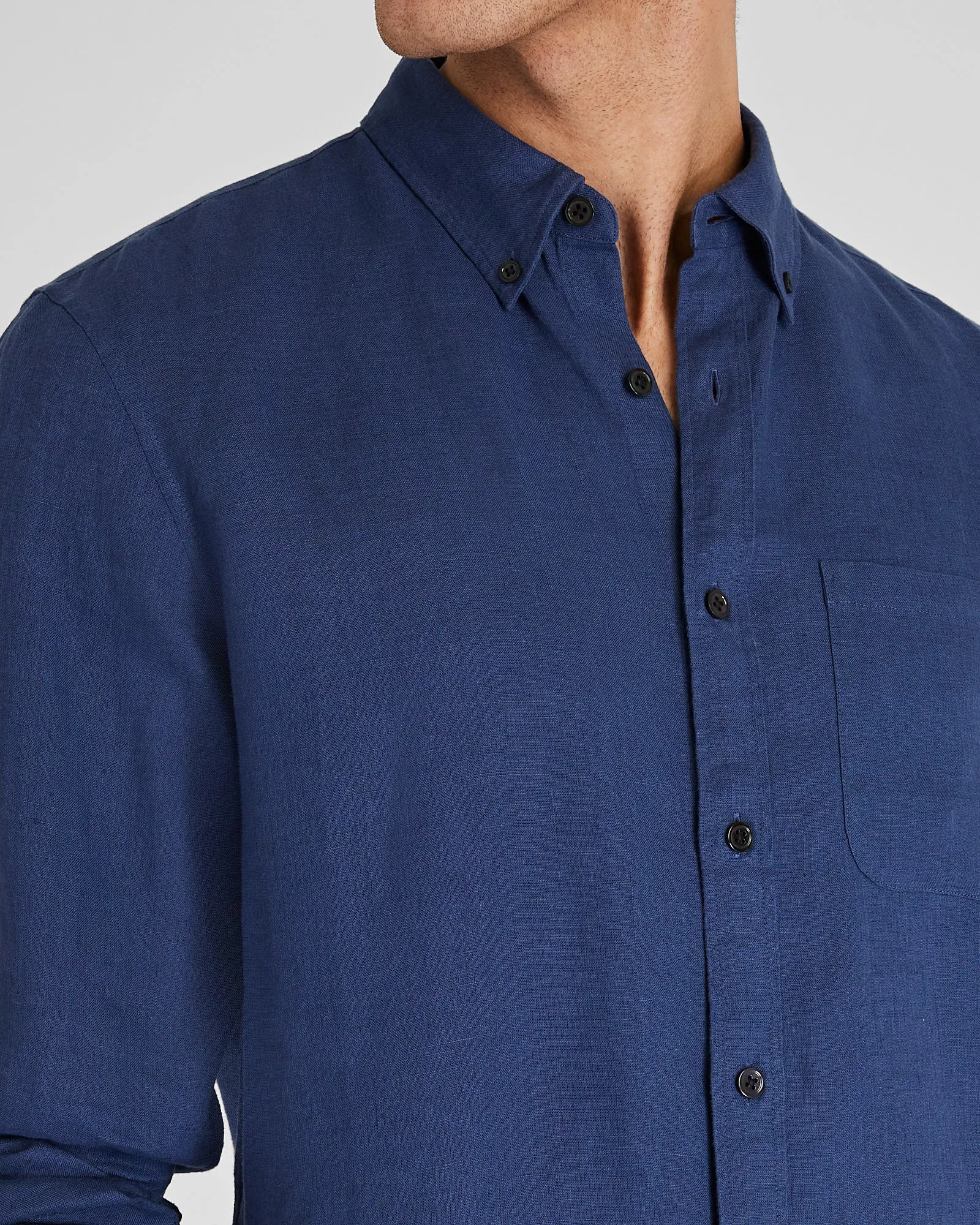 Slim Long-Sleeve Button-Down Linen Shirt sold by Club Monaco product image thumbnail 2