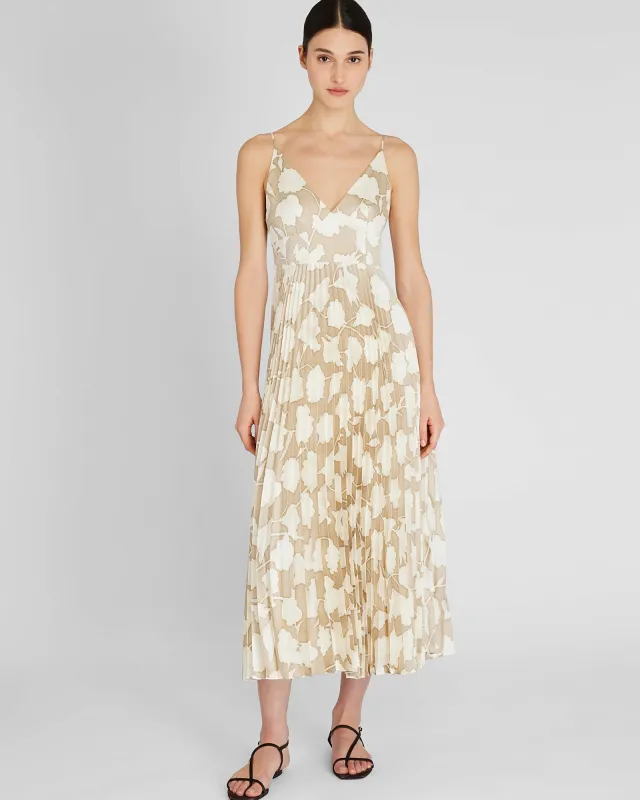 V-Neck Pleated Maxi Dress sold by Club Monaco