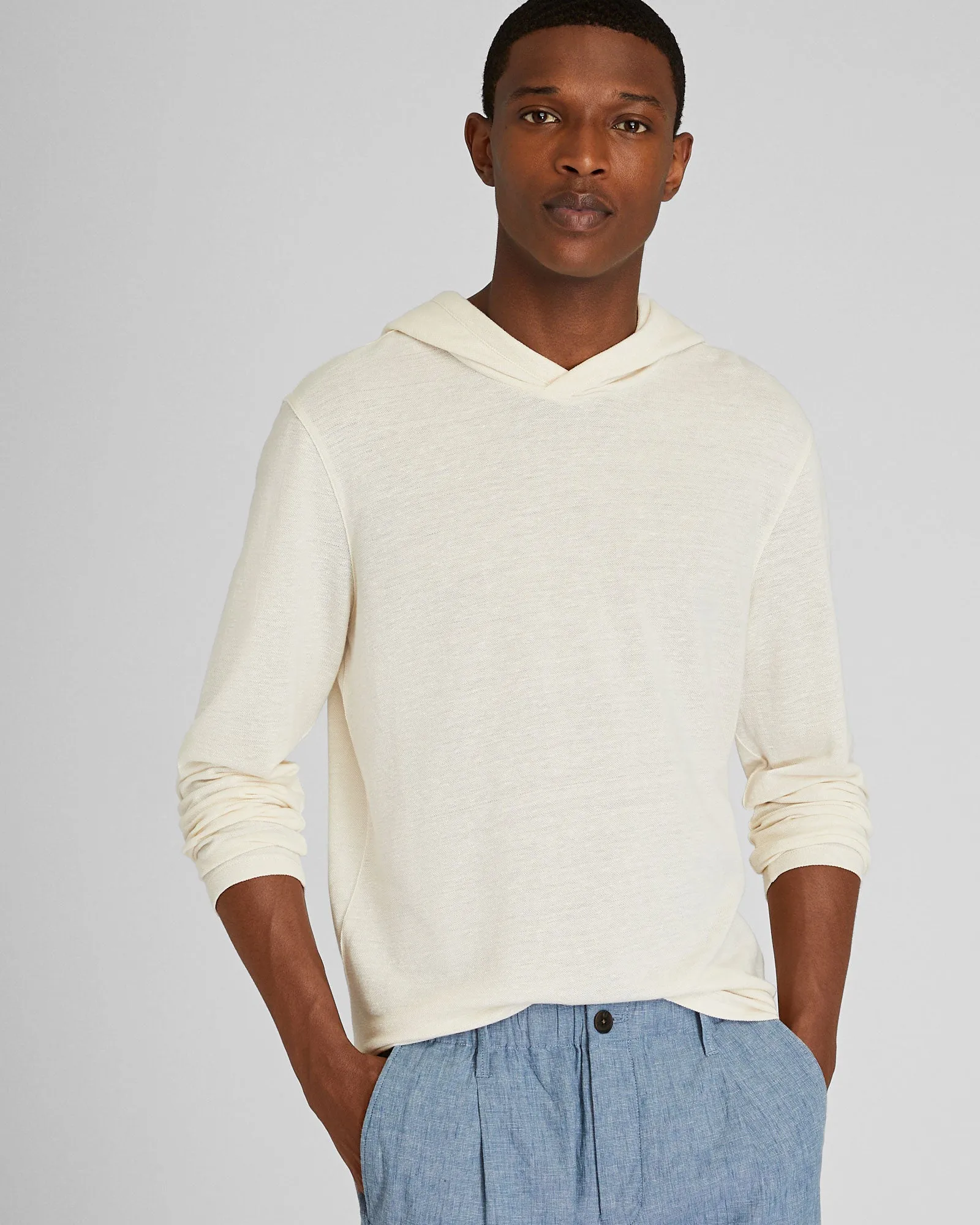 Linen-Cotton Piqué Hoodie sold by Club Monaco