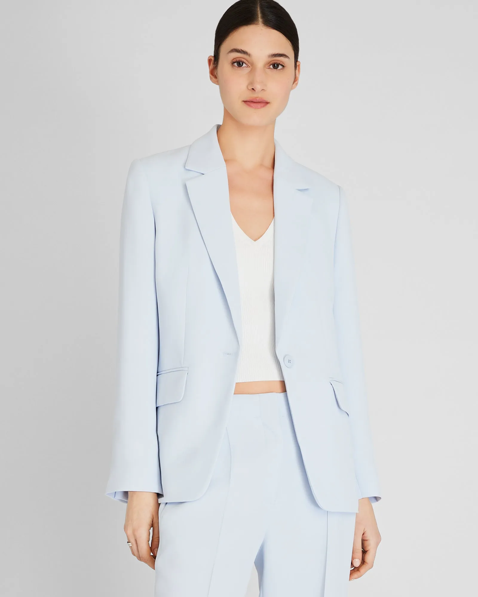 Relaxed Single-Breasted Crepe Blazer sold by Club Monaco