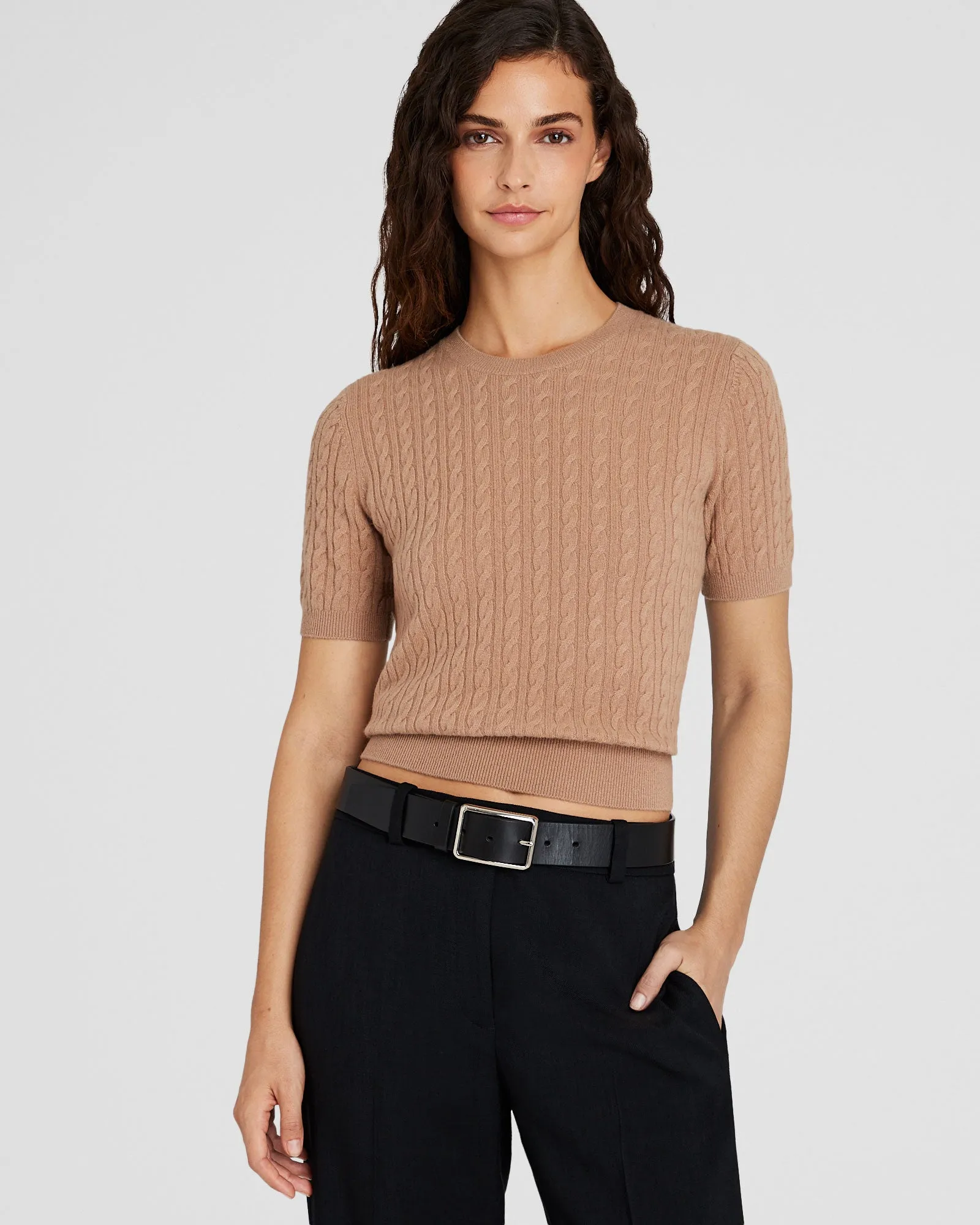 Cashmere Mini-Cable Short-Sleeve Sweater sold by Club Monaco