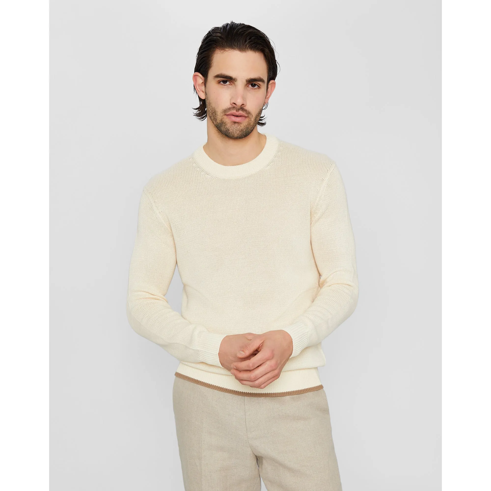 Plaited Linen Crew Sweater sold by Club Monaco