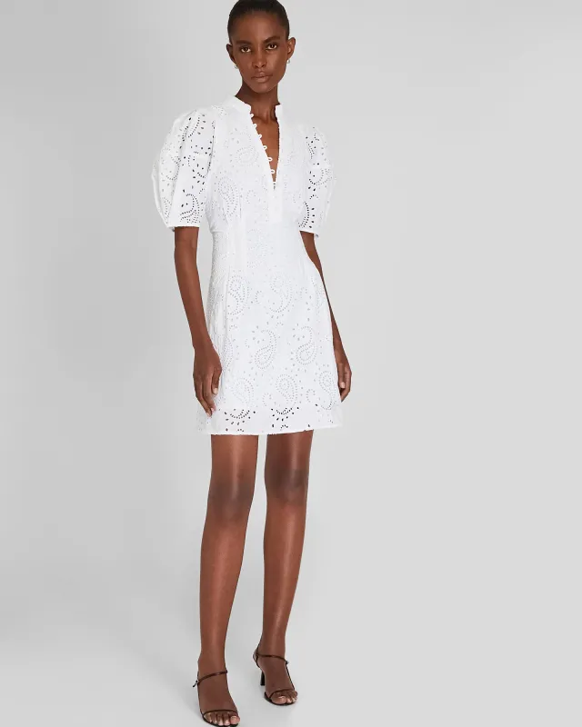 Eyelet Balloon Sleeve Mini Dress sold by Club Monaco