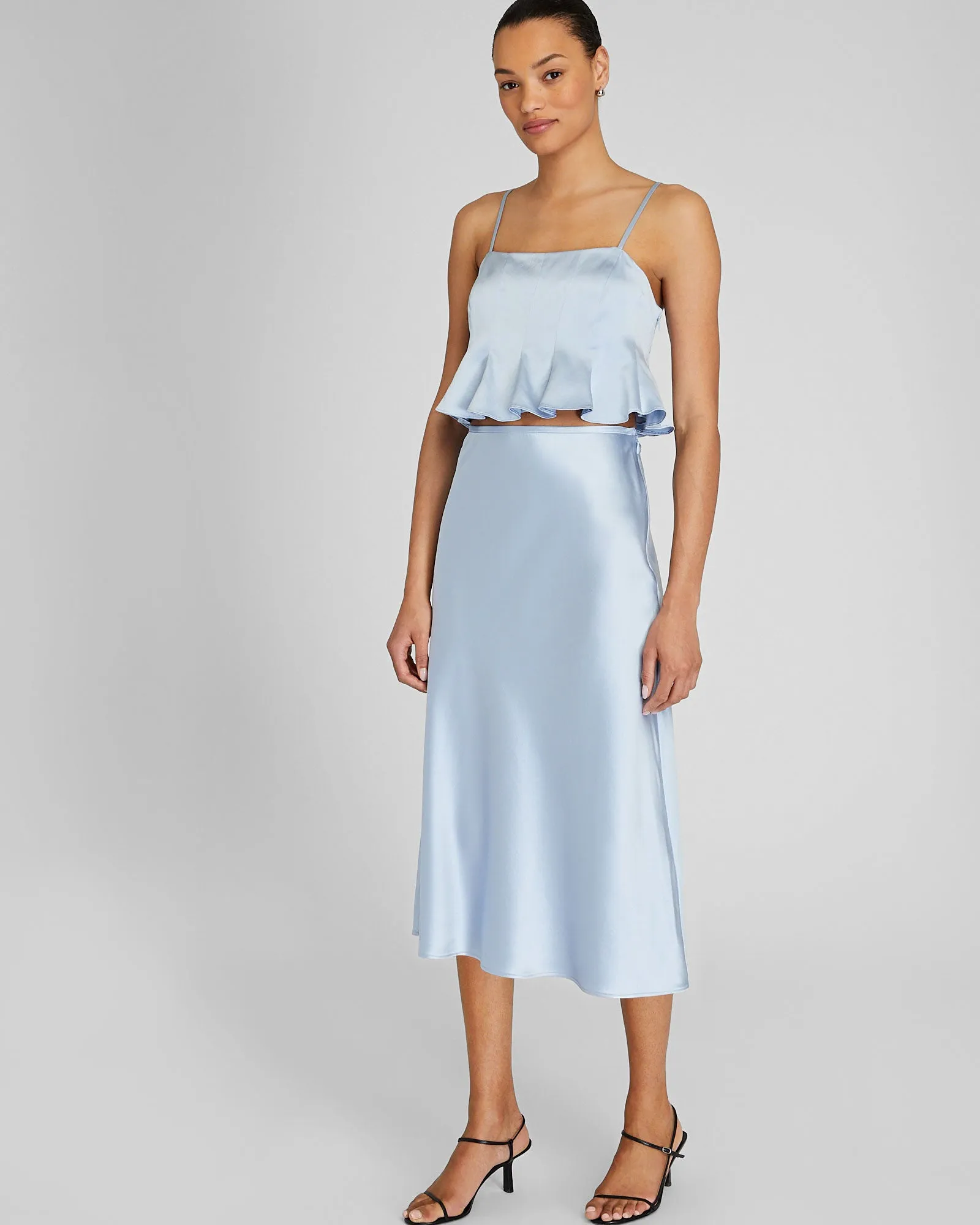 Silk Charmeuse Midi Skirt sold by Club Monaco